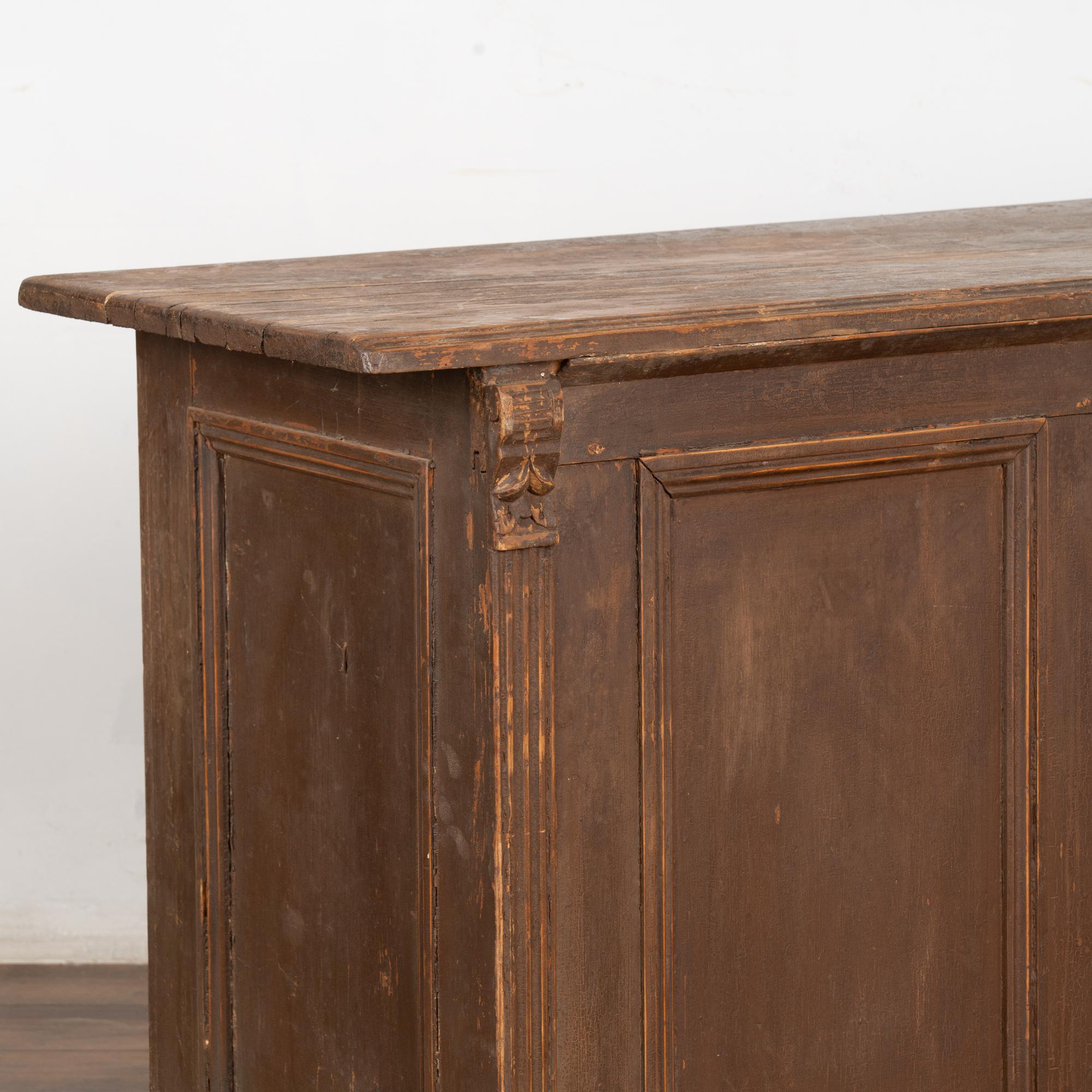 19th Century Brown Painted Shop Counter Cabinet Kitchen Island w/ Sliding Doors 3