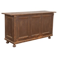 19th Century Brown Painted Shop Counter Cabinet Kitchen Island w/ Sliding Doors