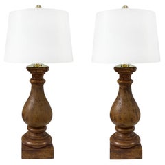 19th Century Brown-Red French Antique Pair of Tall Pièrre Composée Table Lamps