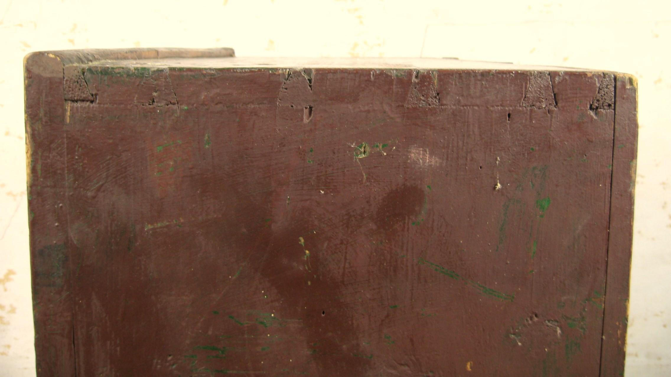 19th Century Brown / Red Primitive Blind 1 door painted cupboard For Sale 2