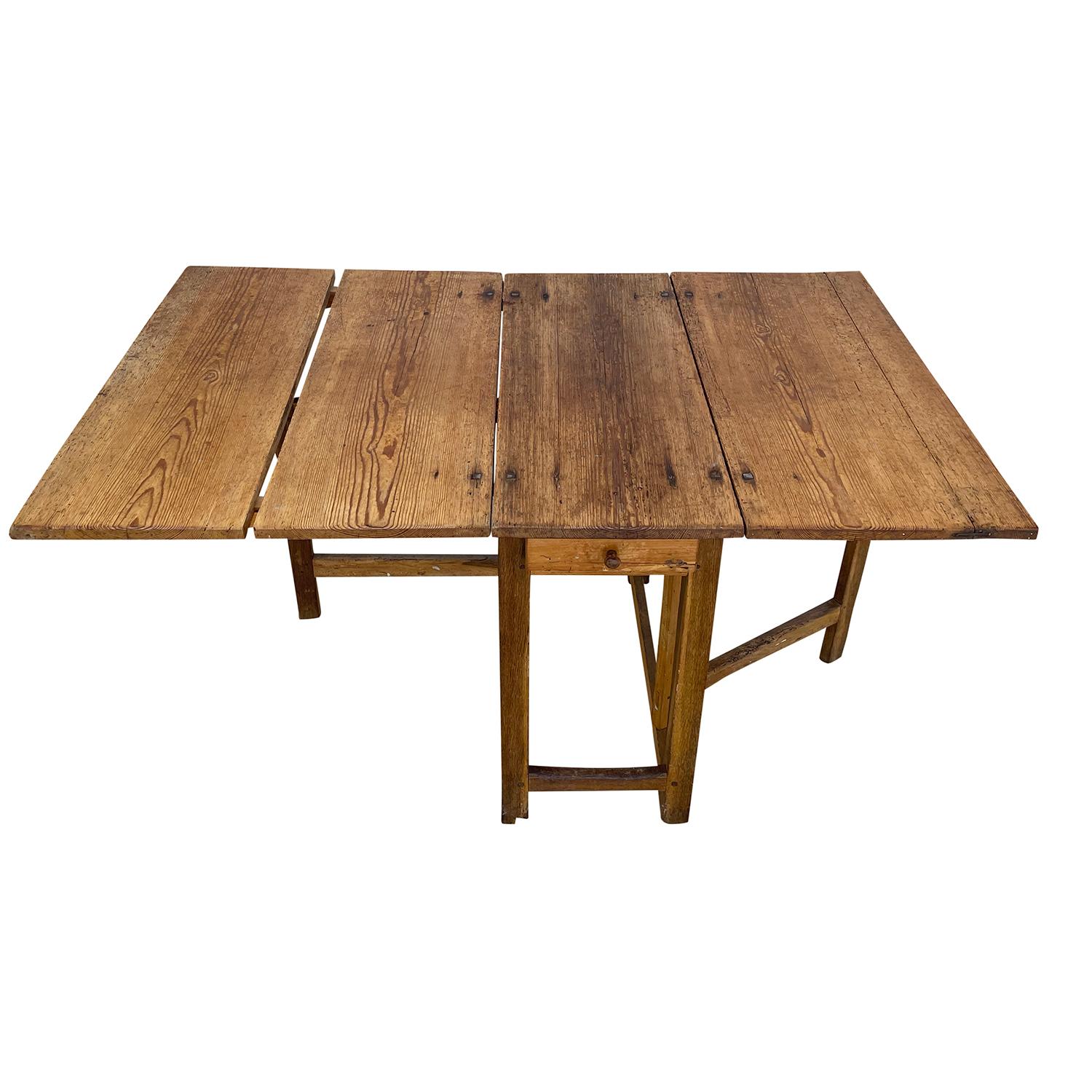 19. Jahrhundert schwedischen rustikalen Slagbord - Antike Nussbaum Drop-Leaf Bauernhaus Tisch (Gustavianisch) im Angebot