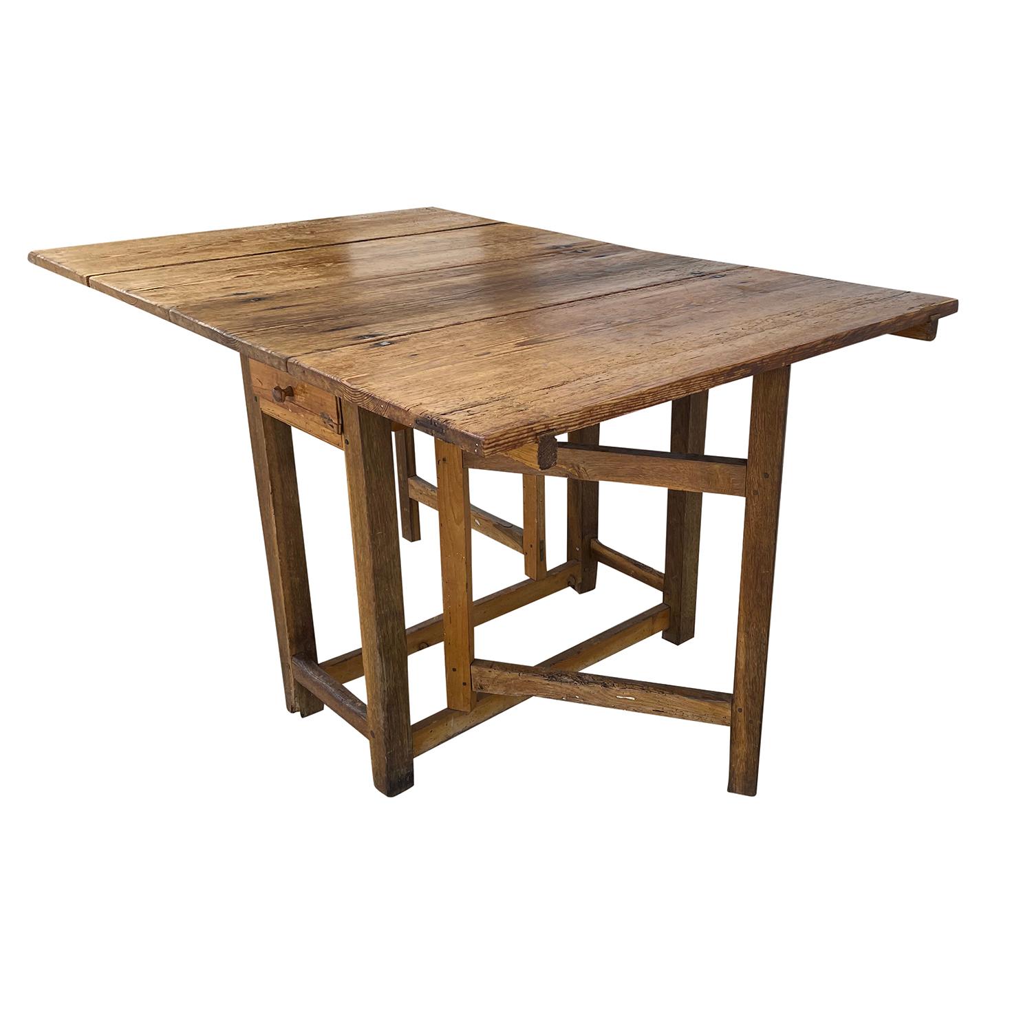 19. Jahrhundert schwedischen rustikalen Slagbord - Antike Nussbaum Drop-Leaf Bauernhaus Tisch im Angebot 1