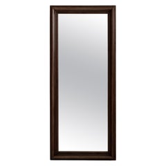 19th Century Brown Wood Floor Mirror with French Glass Detailing