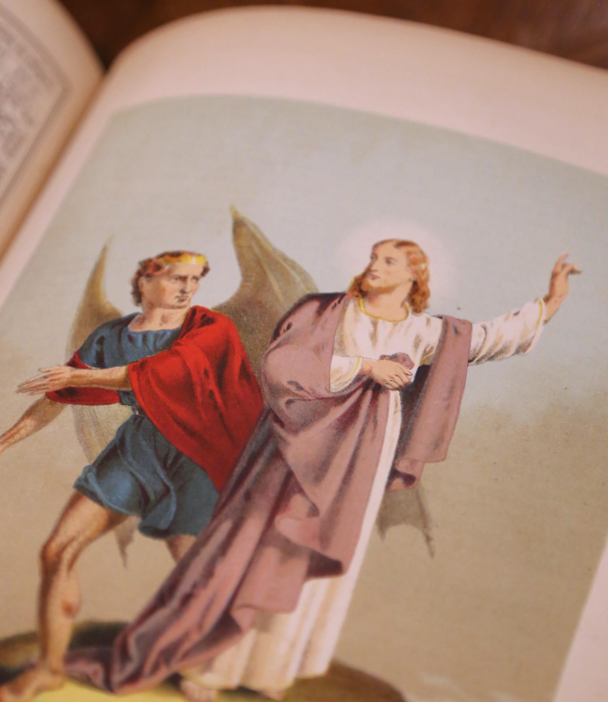 Bible familiale auto-interprétée du 19ème siècle avec fermoirs en laiton en vente 7