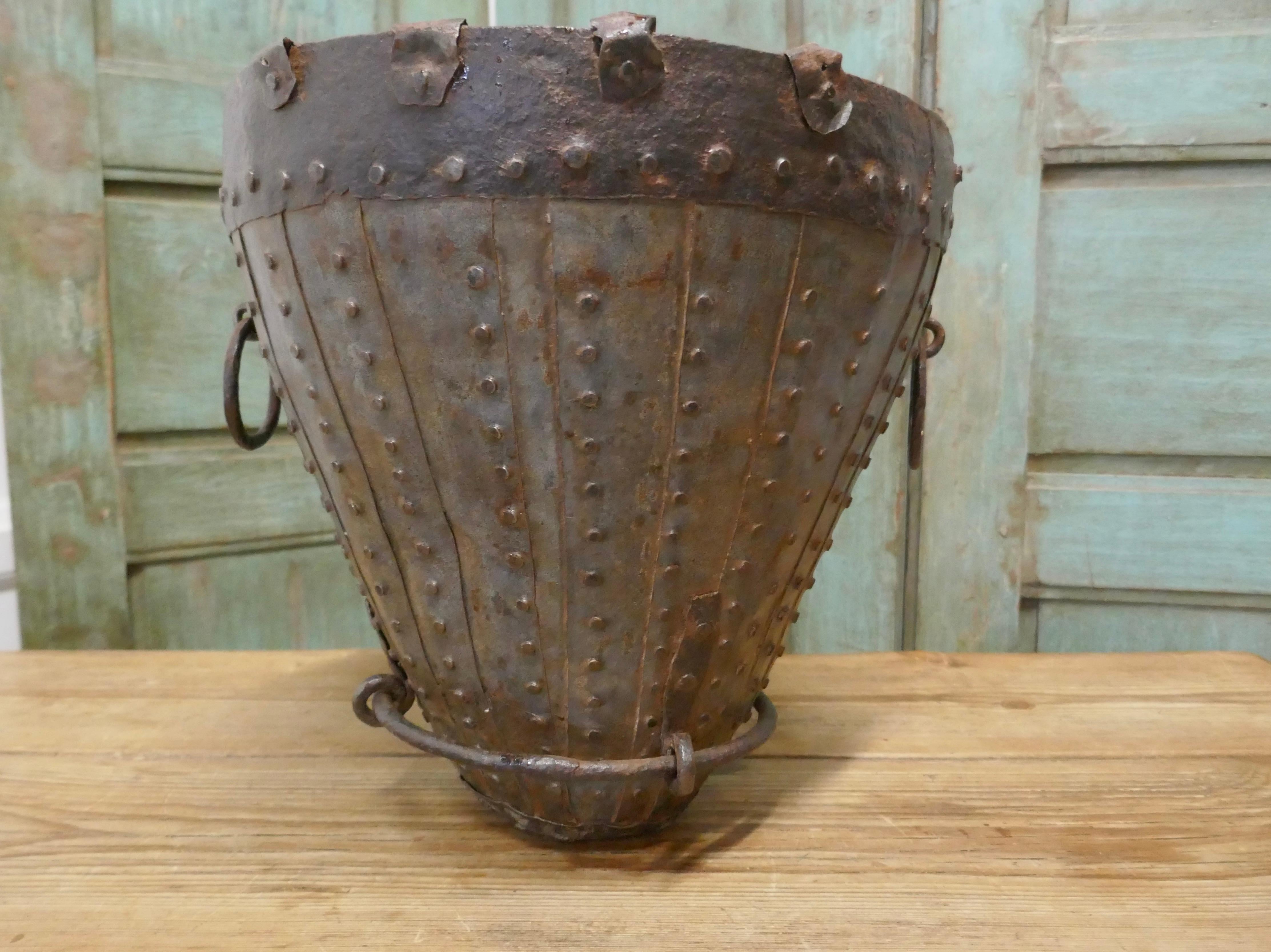 19th Century Brutalist North African water Bucket In Good Condition For Sale In Chillerton, Isle of Wight