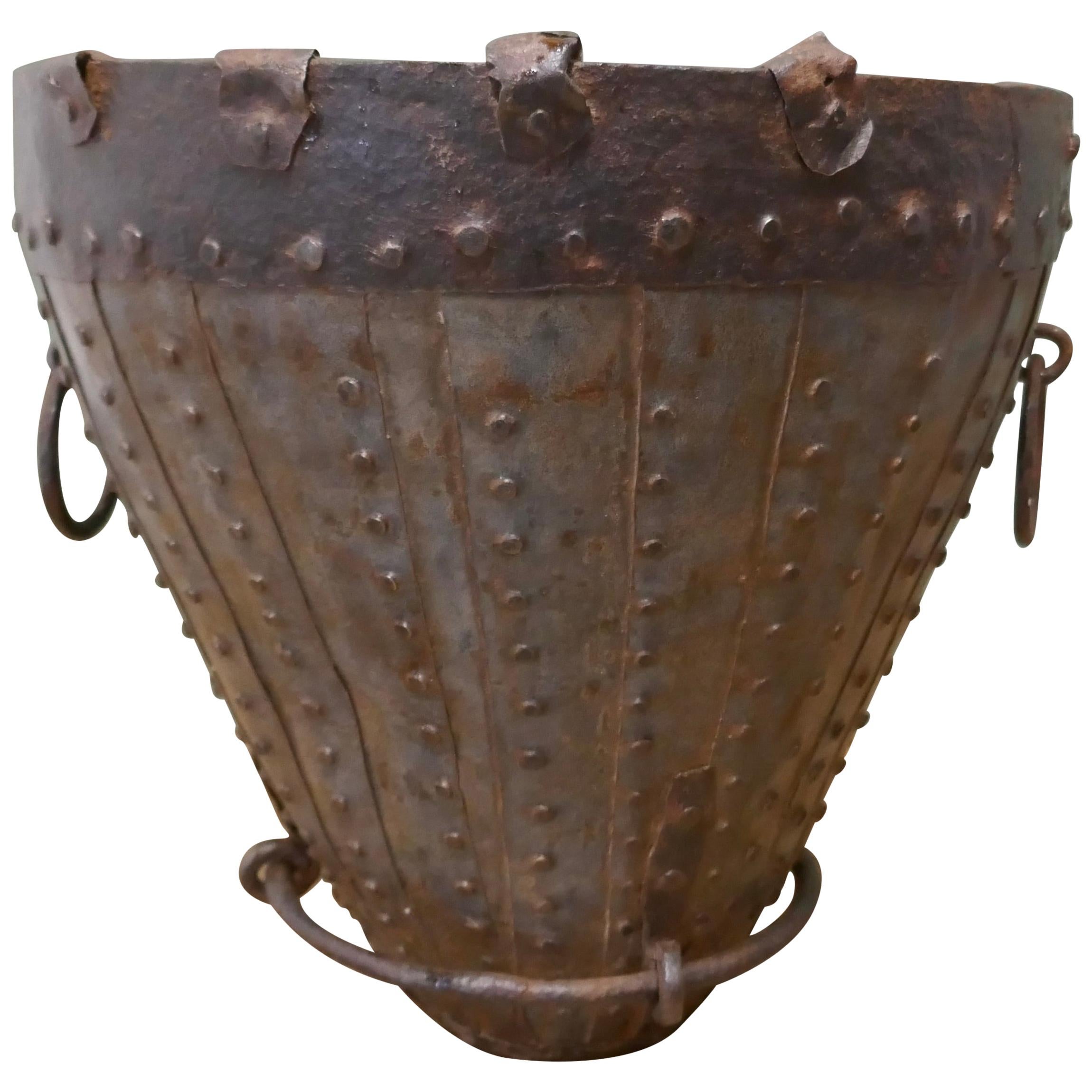 19th Century Brutalist North African water Bucket For Sale