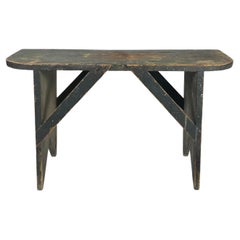 19th Century Bucket Bench or Table in Old Green Paint