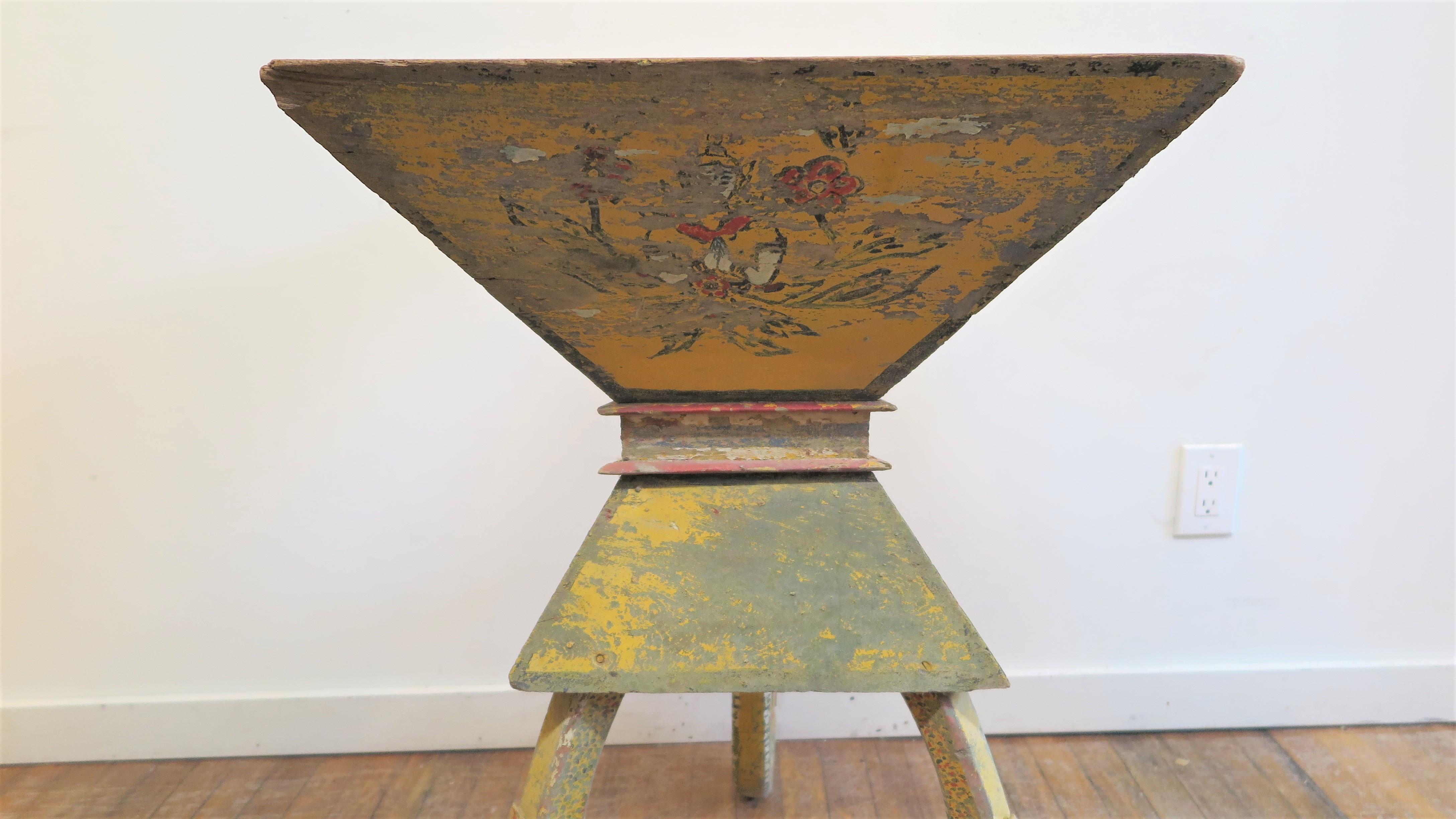19th Century Buddha Box Stand Table In Distressed Condition For Sale In New York, NY