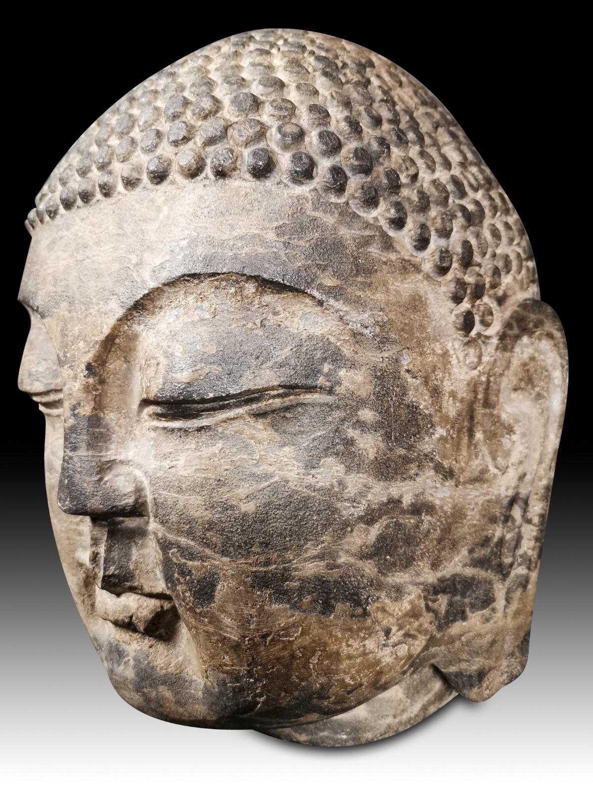 Stone 19th Century Buddha Head