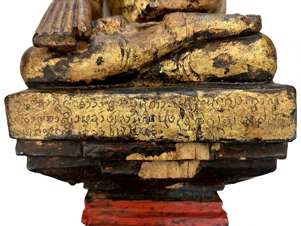 19th Century Buddha in Lacquered Wood from Laos For Sale 1