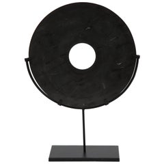 Antique 19th Century Buddhist Disc "Symbol of Perfection", Black Stone