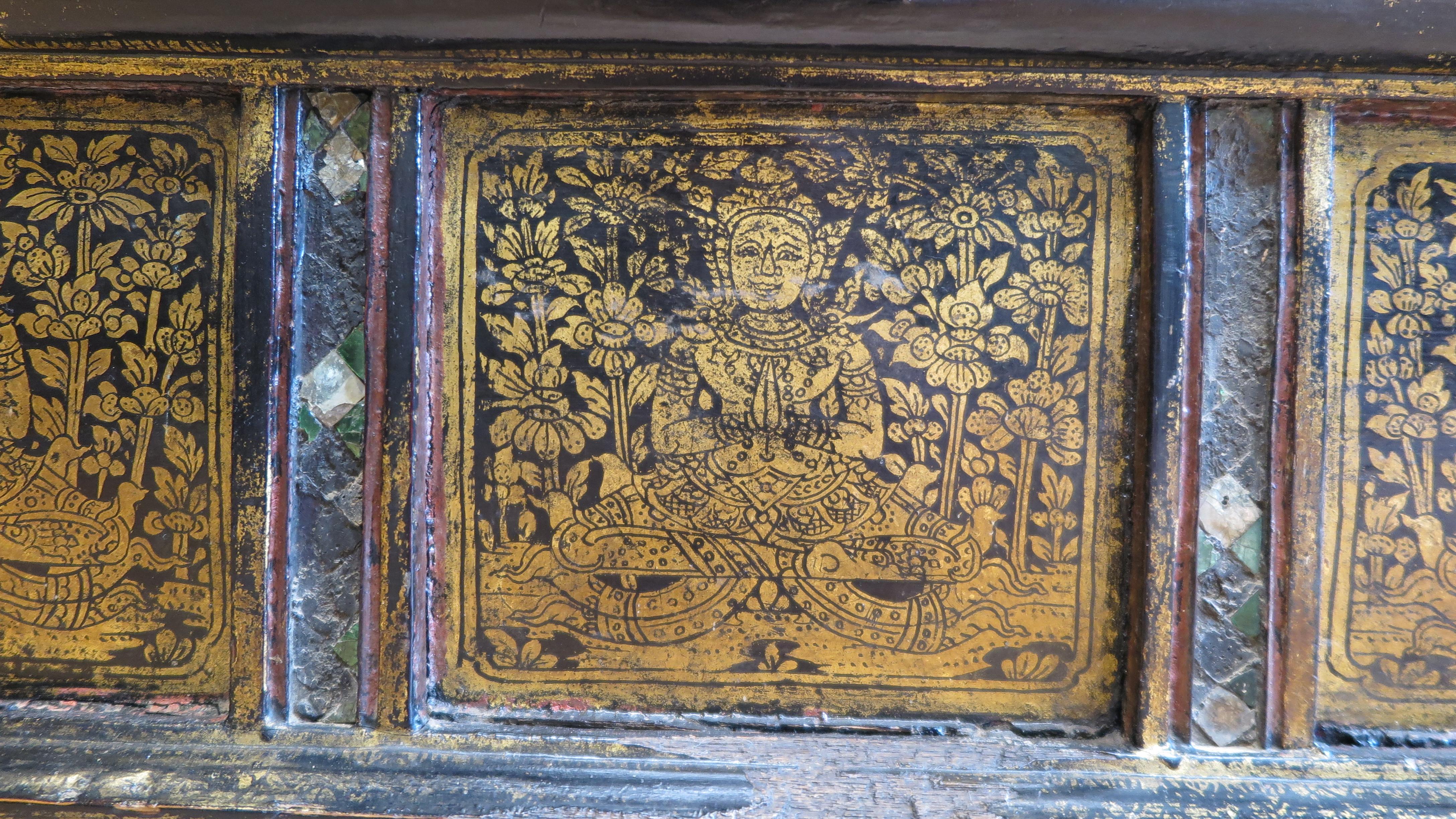 Wood 19th Century Buddhist Prayer Box For Sale