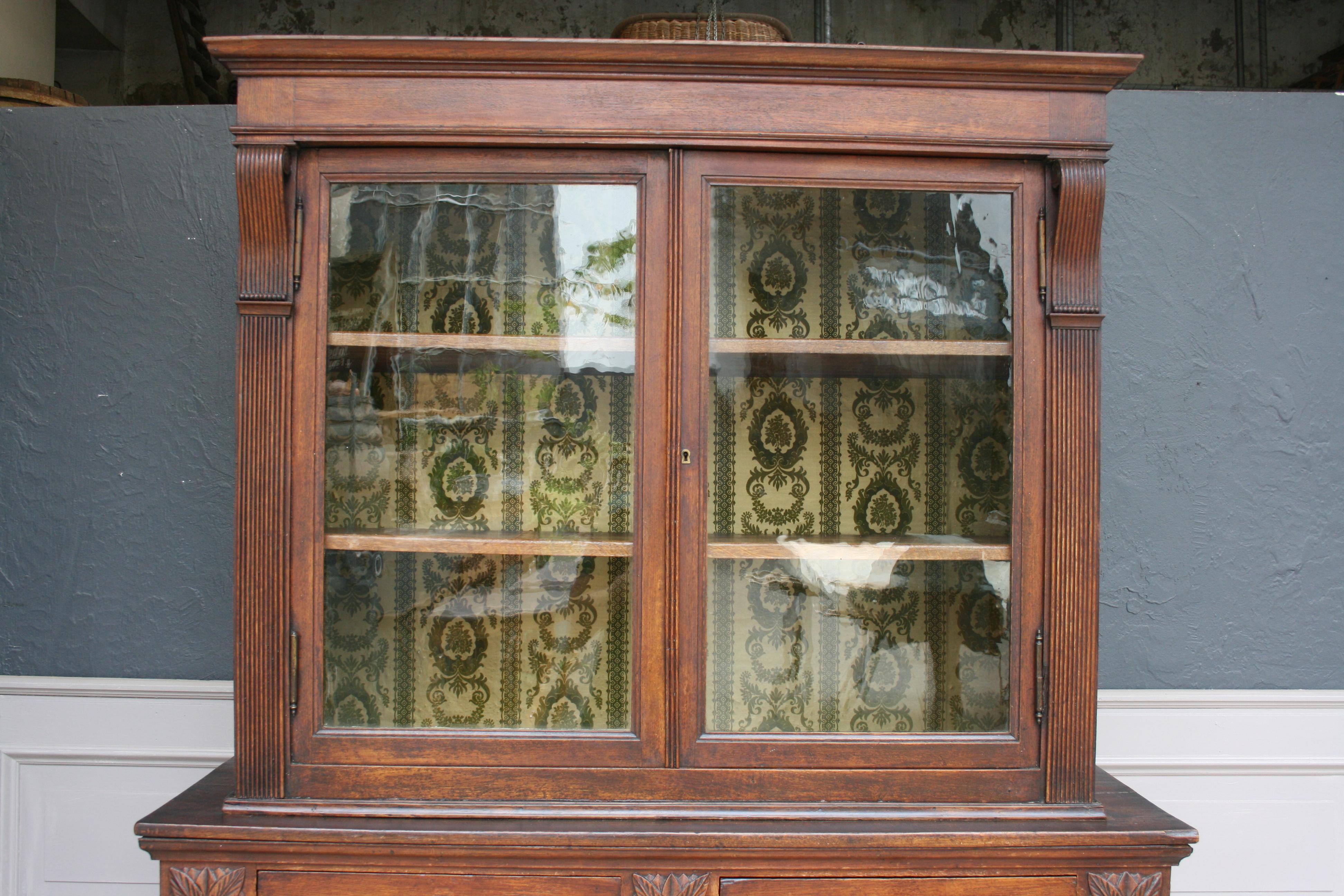 Glass 19th Century Buffet Cabinet Made of Oak