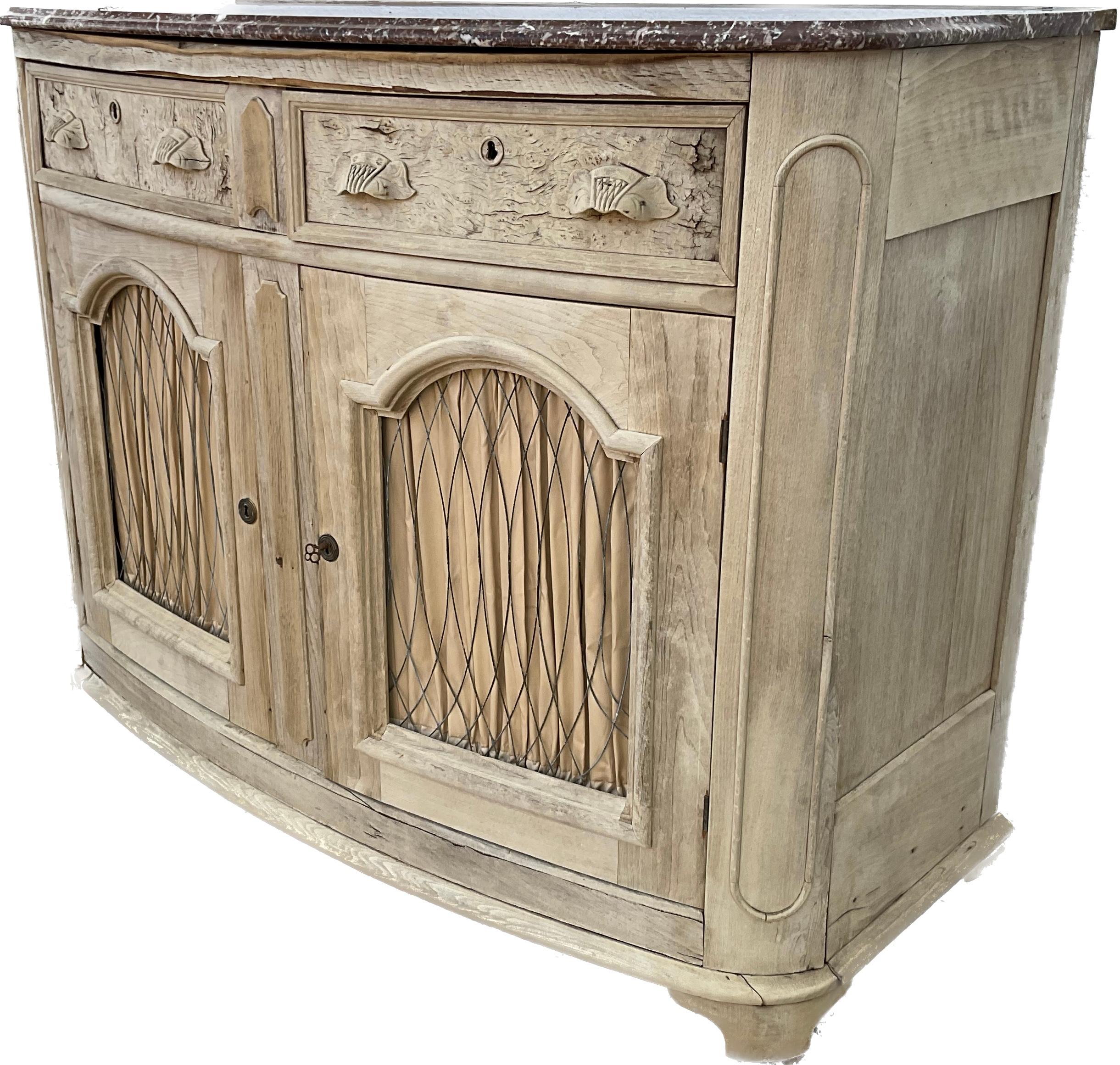 Wood 19th Century Buffet Cabinet with Marble Top For Sale