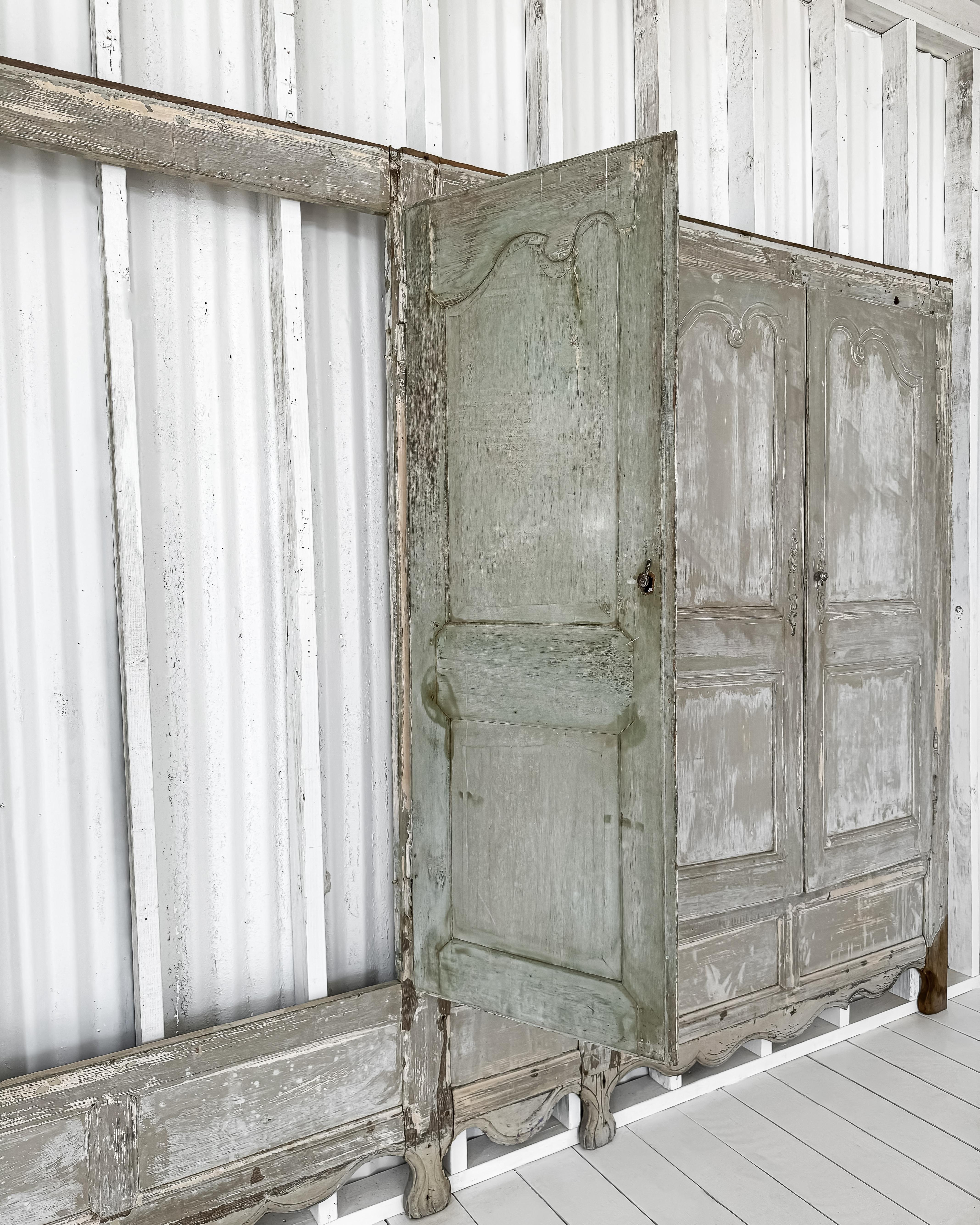 19th Century Built-In French Provincial Wardrobe Wall with Doors For Sale 9