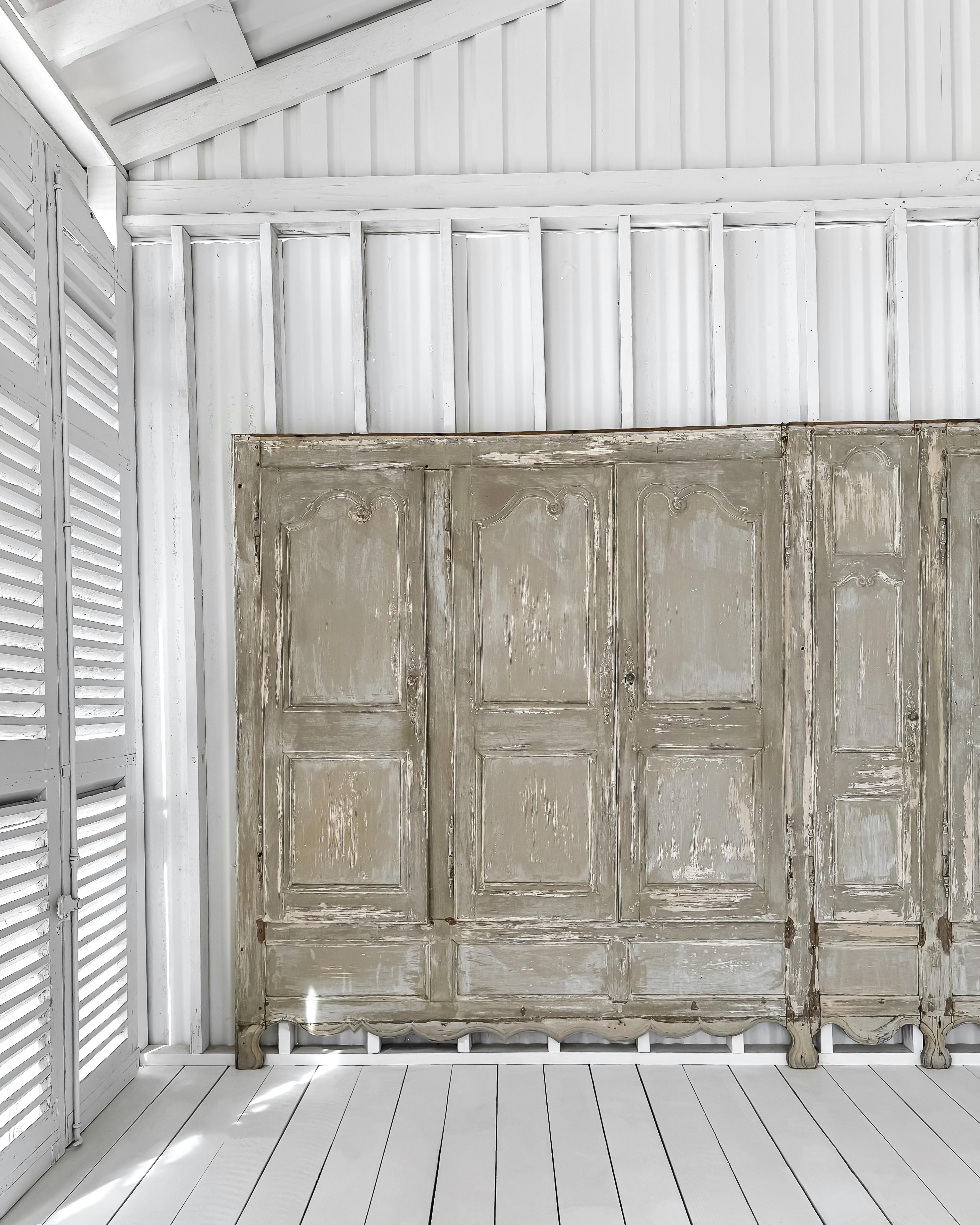 19th Century Built-In French Provincial Wardrobe Wall with Doors In Good Condition For Sale In Mckinney, TX