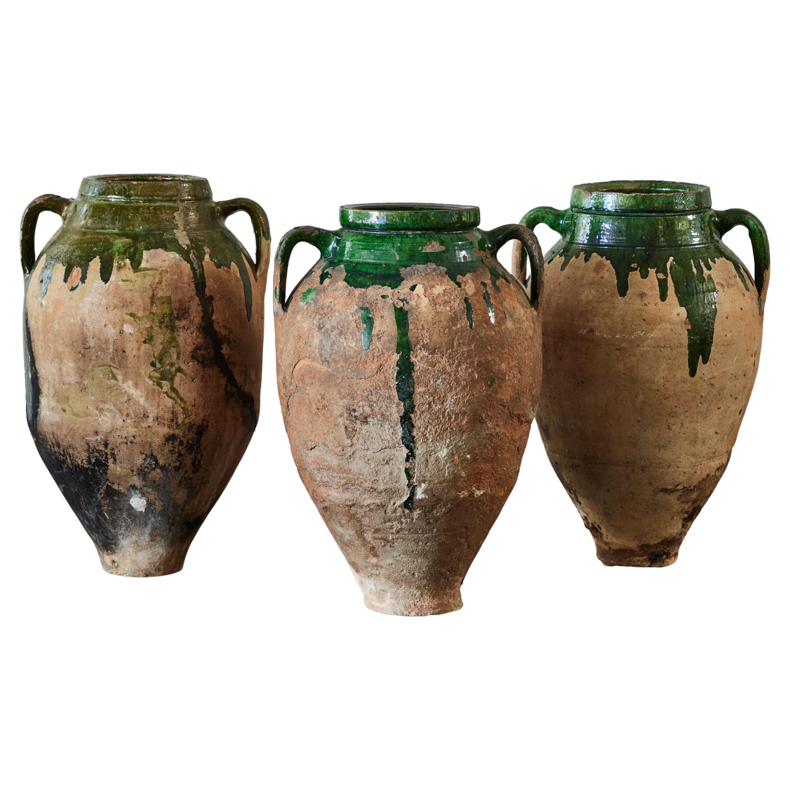 19th Century Bulgarian Terracotta Olive Oil Pots For Sale