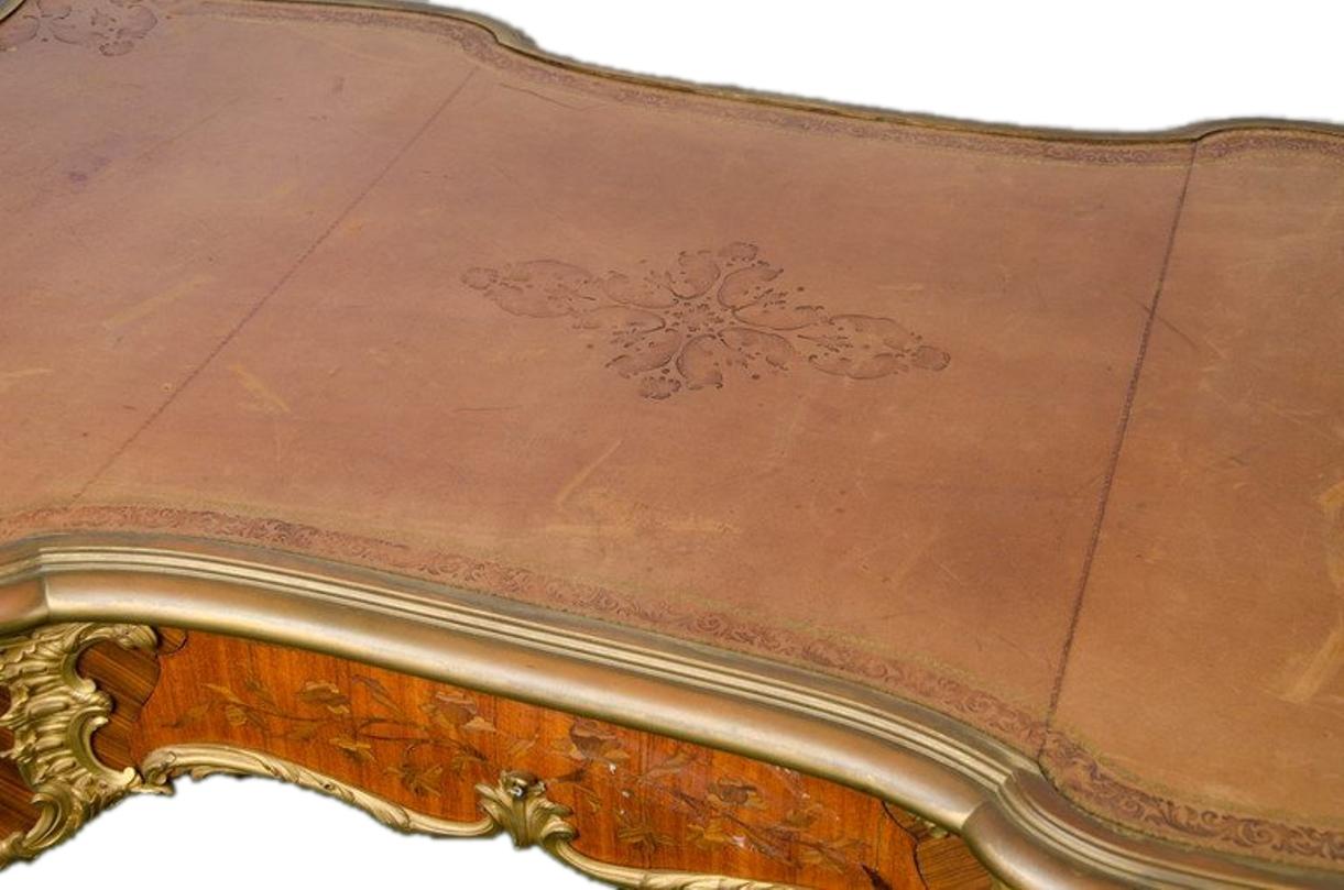 Louis XV 19th Century, Bureau Plat, by Francoise Linke. For Sale