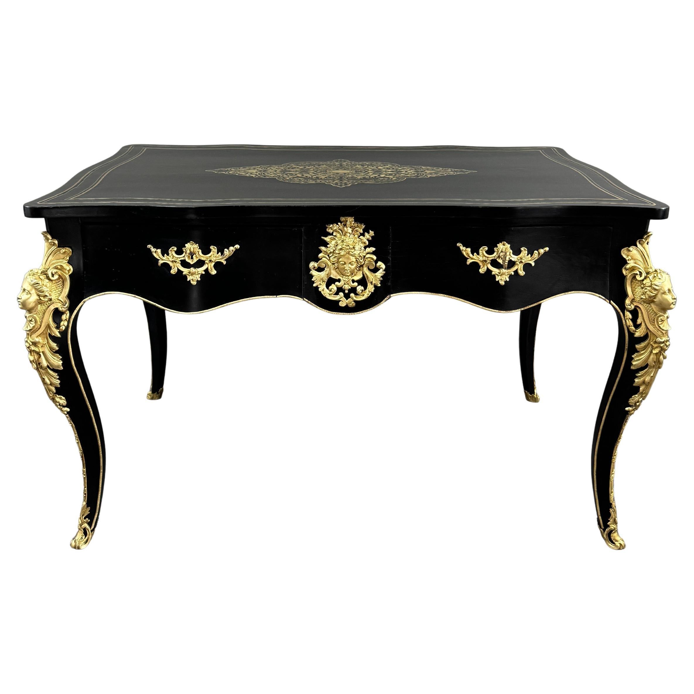 19th Century Bureau Writing Table in Louis XV Style For Sale