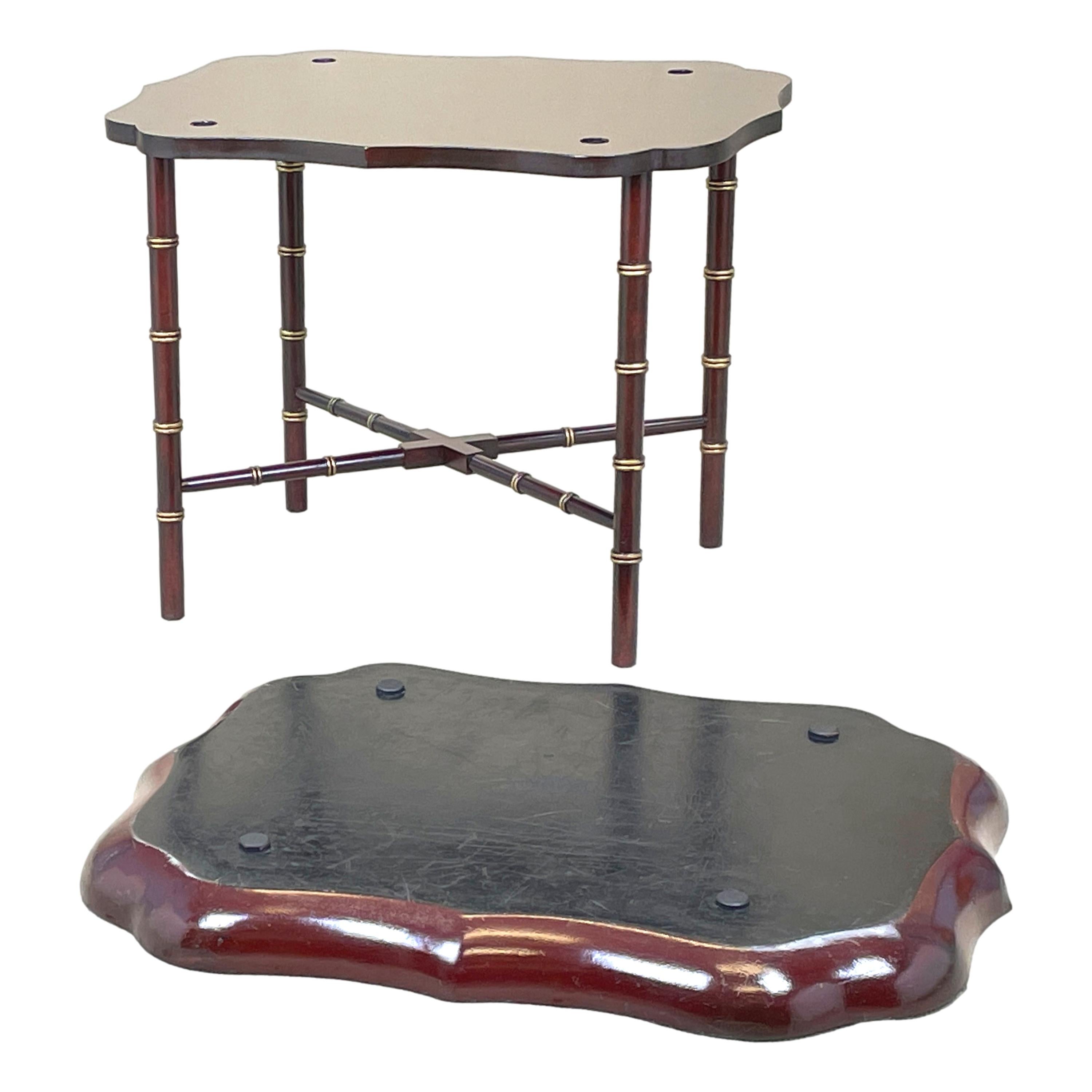 Regency 19th Century Burgundy Papier Mâché Tray on Stand