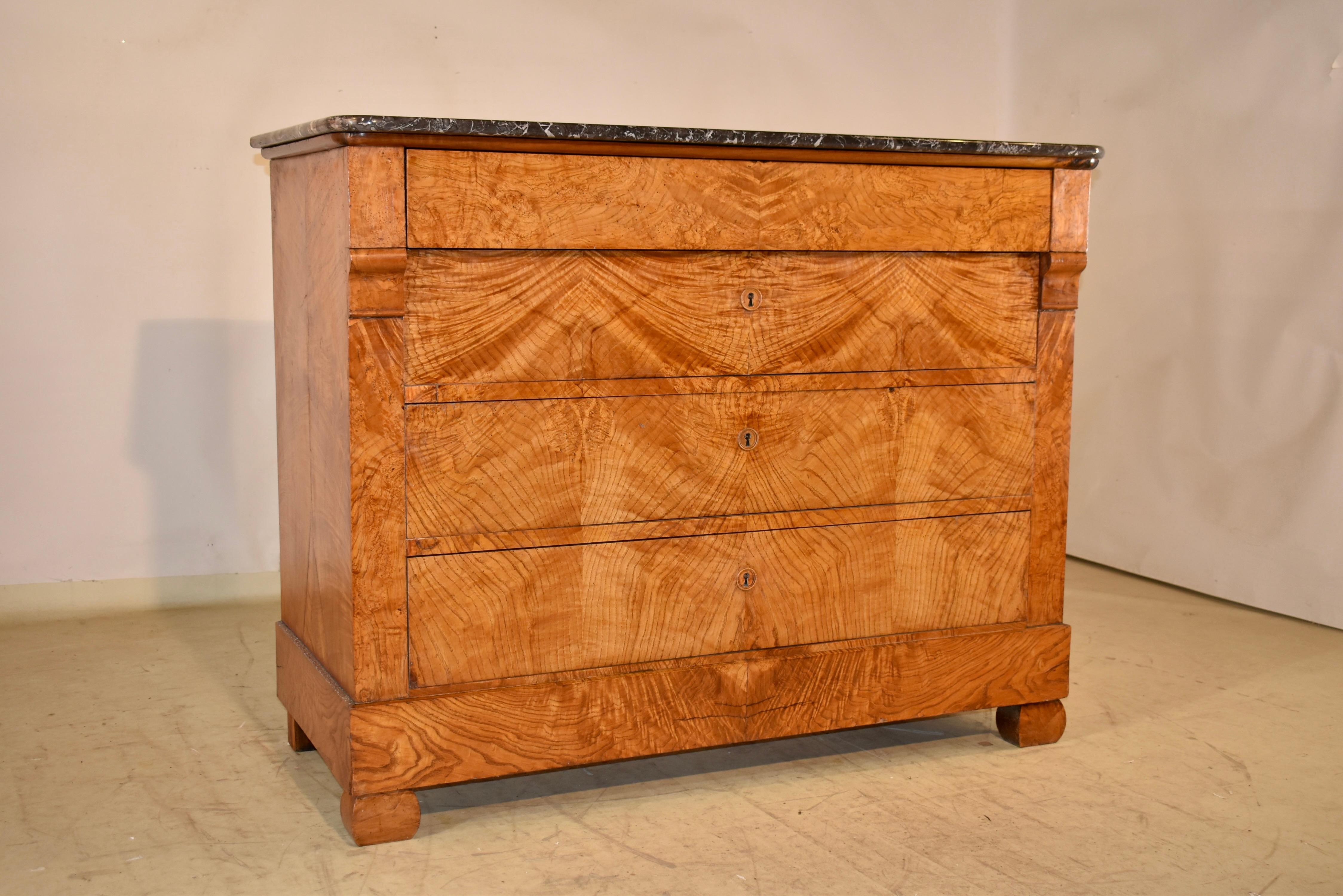 Louis Philippe 19th Century Burl Ash Commode from France For Sale
