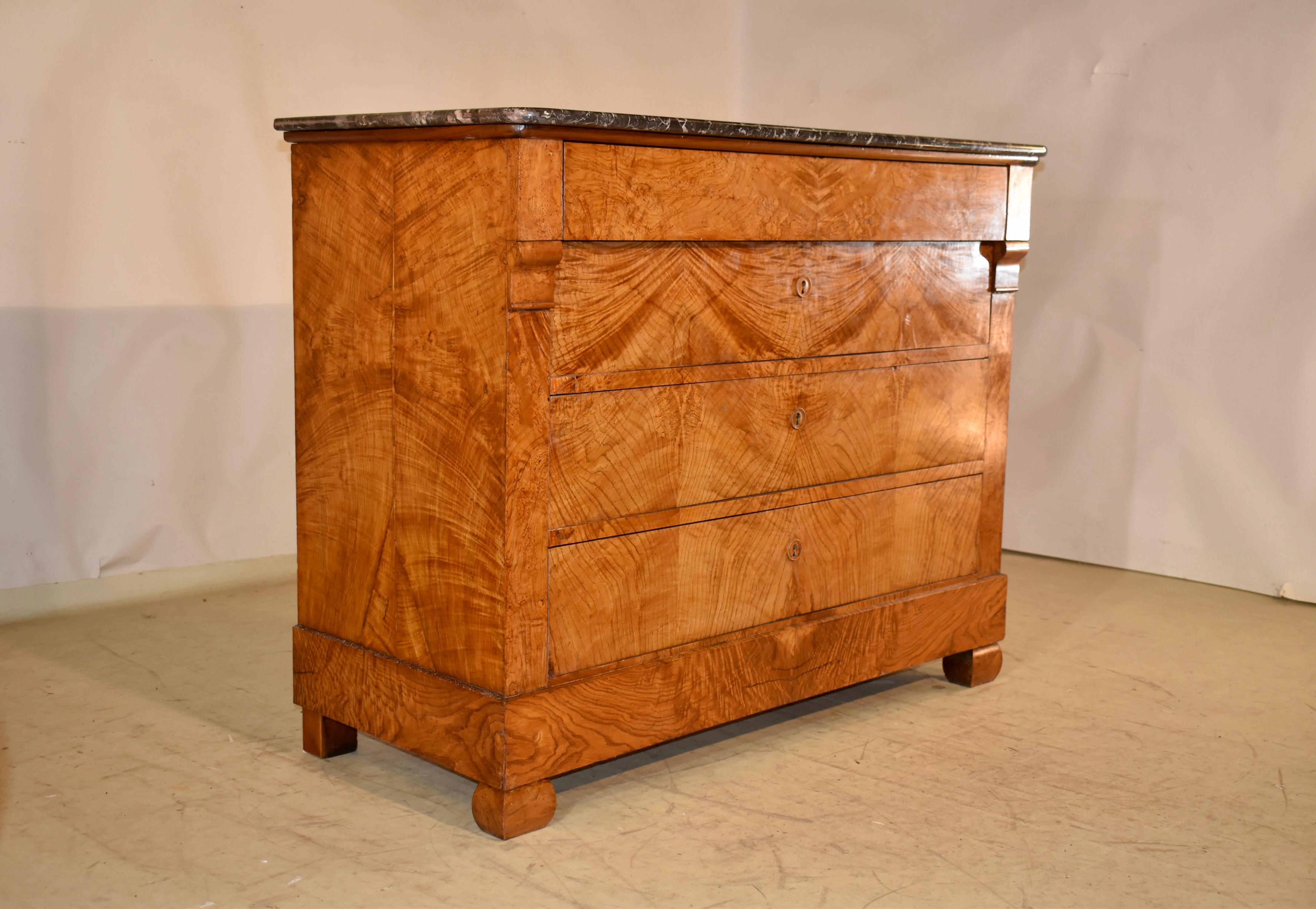 French 19th Century Burl Ash Commode from France For Sale