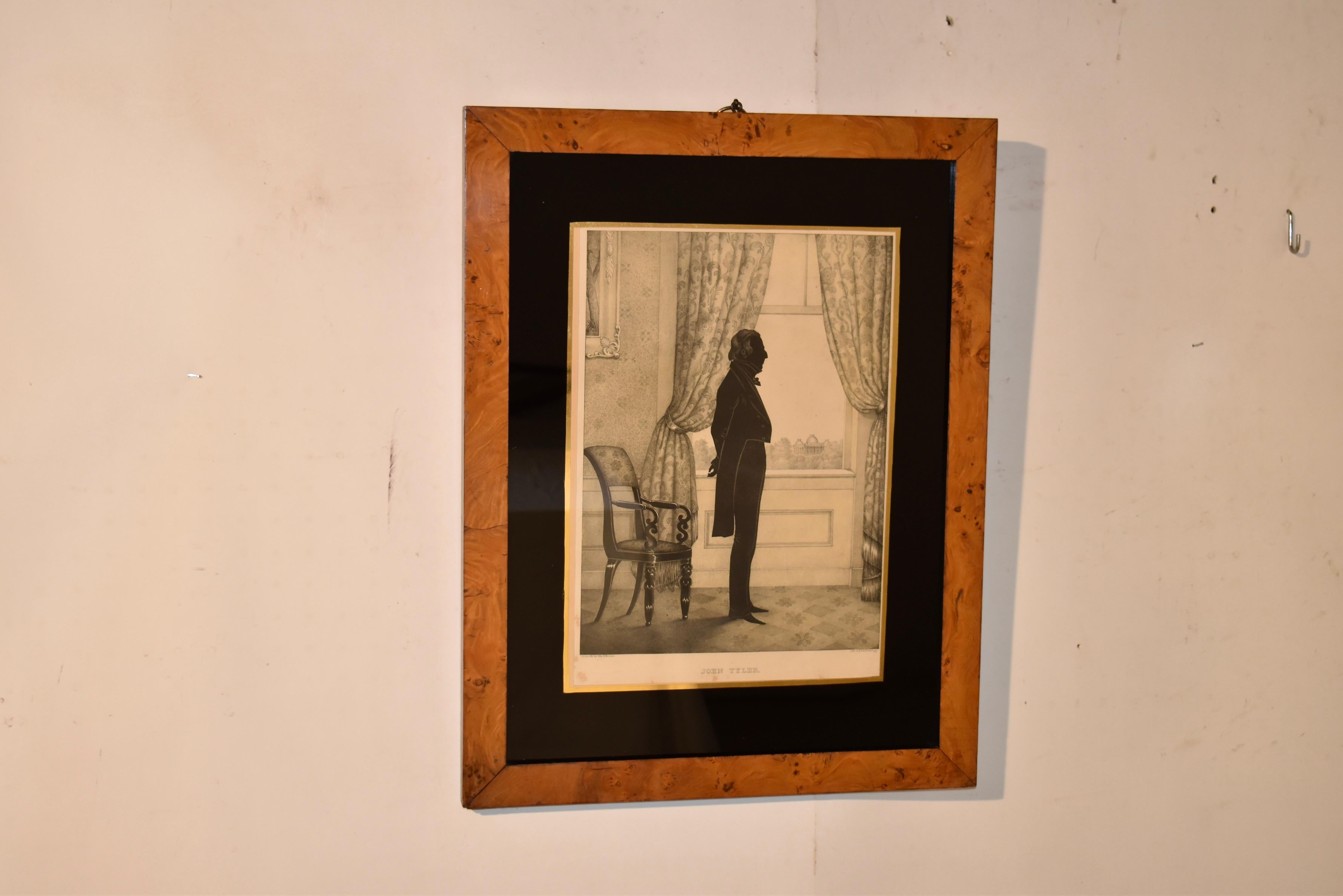 Il s'agit d'une lithographie de John Tyler, qui fut le dixième président des États-Unis. 

 Elle provient très probablement du livre 