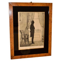 19th Century Burl Framed Lithograph of John Tyler