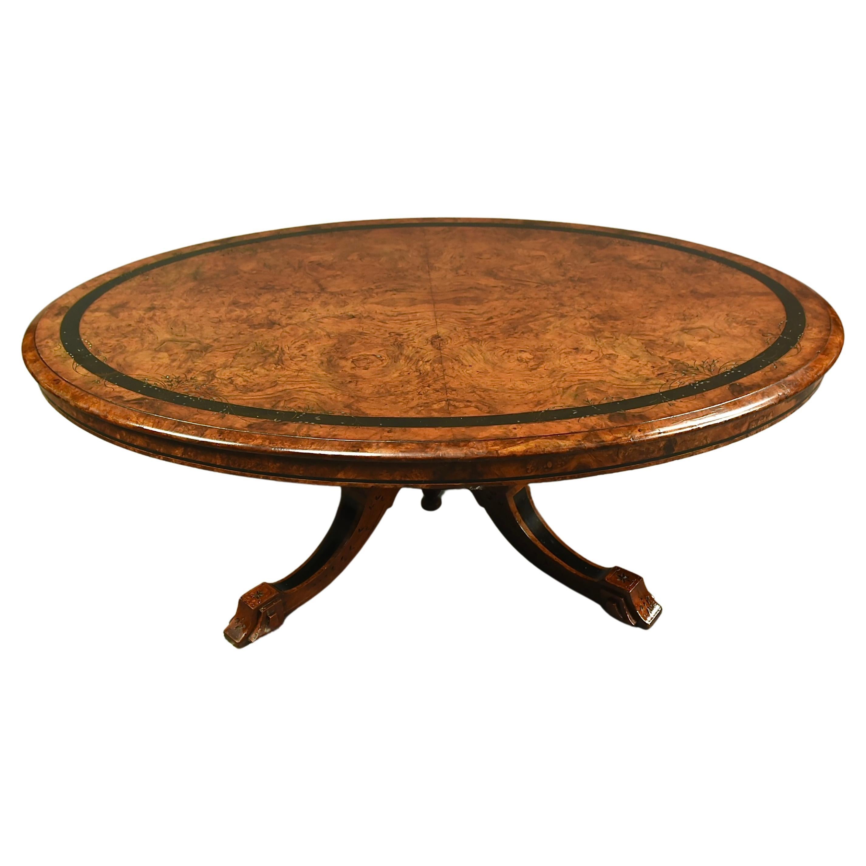 19th century burl walnut coffee table  For Sale