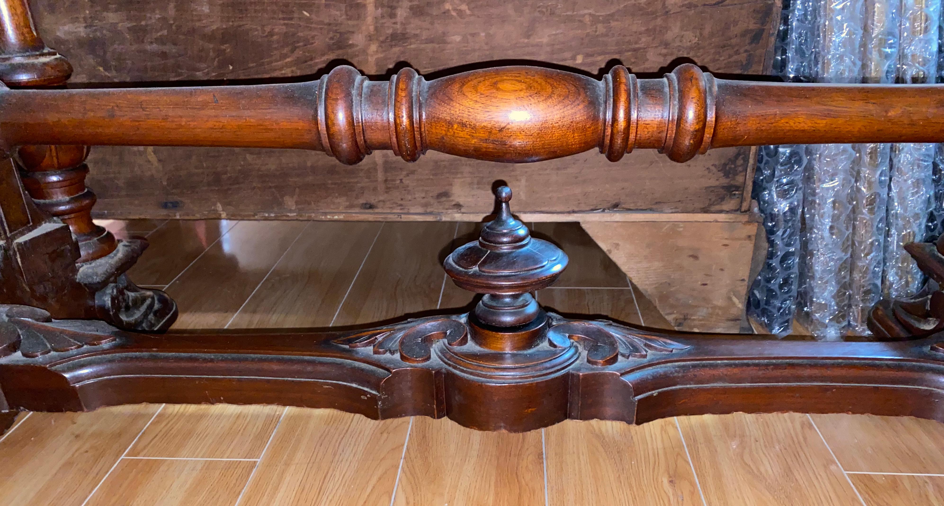 19th Century Burl Walnut & Leather Top Desk 9