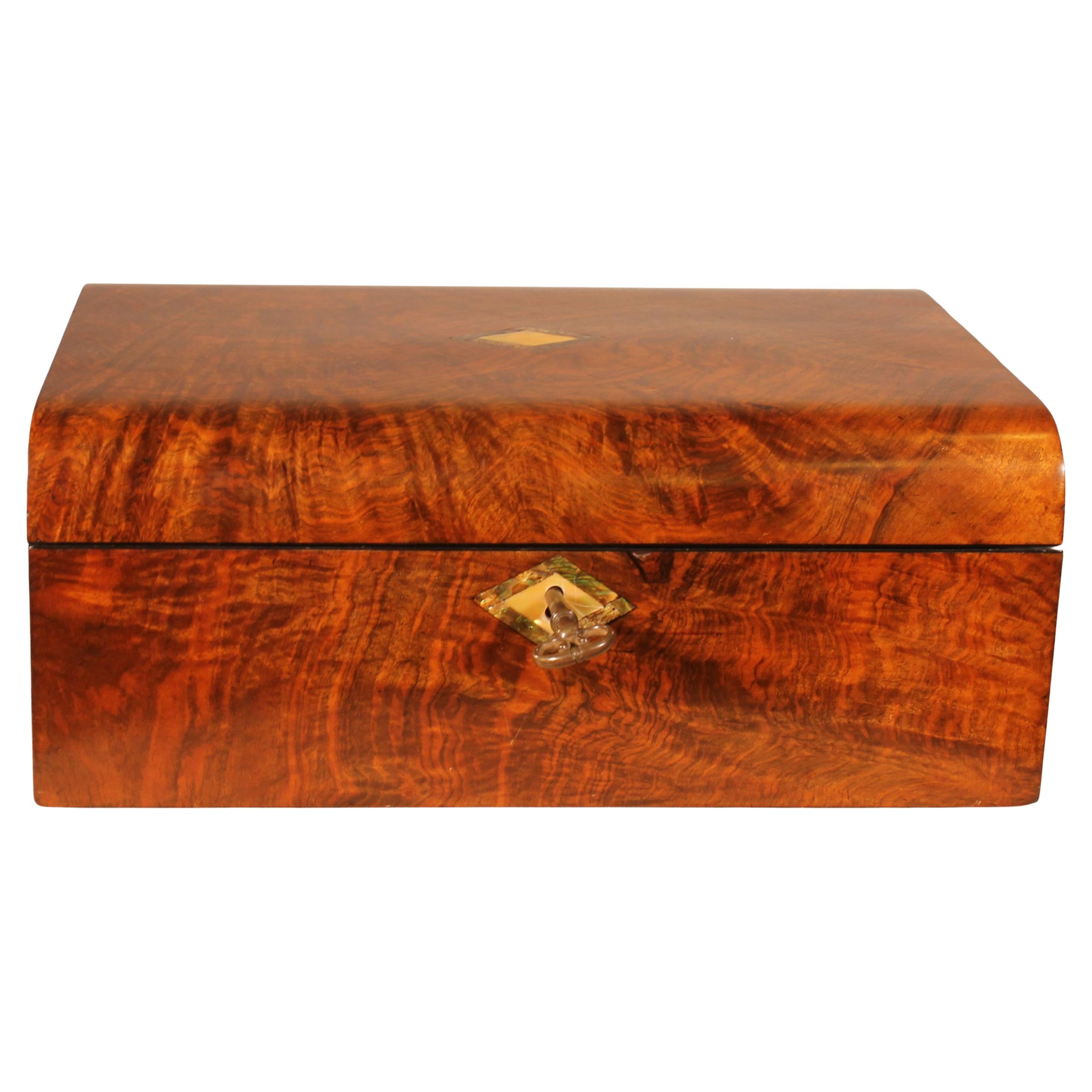 19th Century Burl Walnut Writing Slope