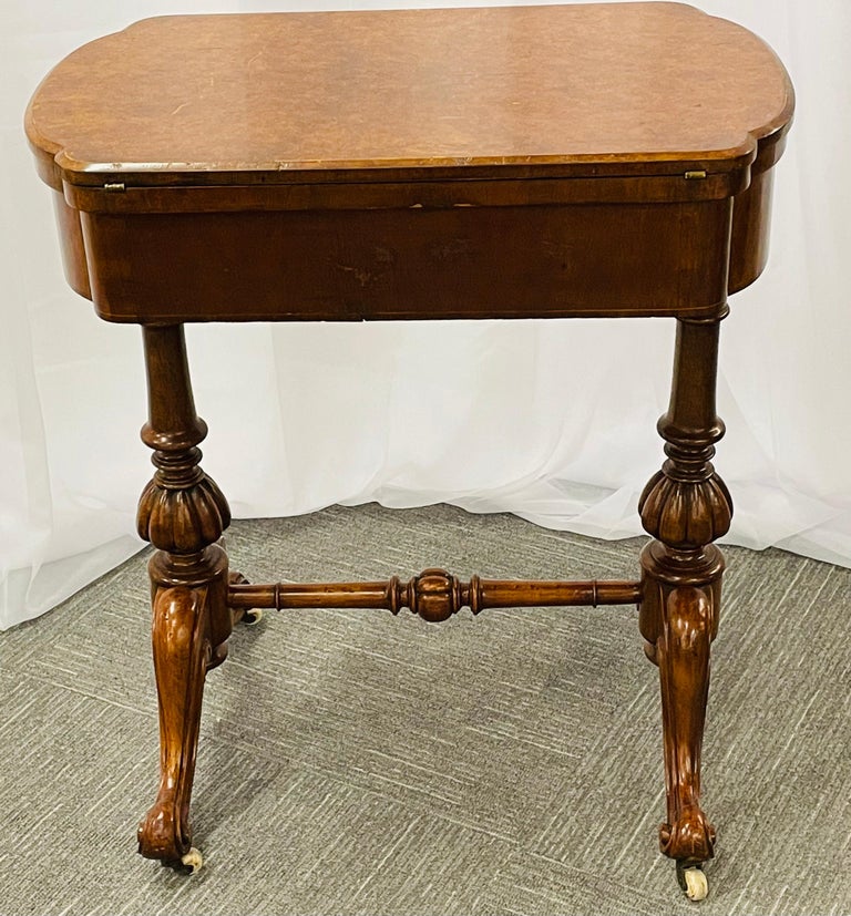 A 19th century burl wood chess, checker, backgammon and domino card table. This is, the card or game table of all tables. Having been professionally polished this stylish games table is certain grab attention and have even the most studliest of