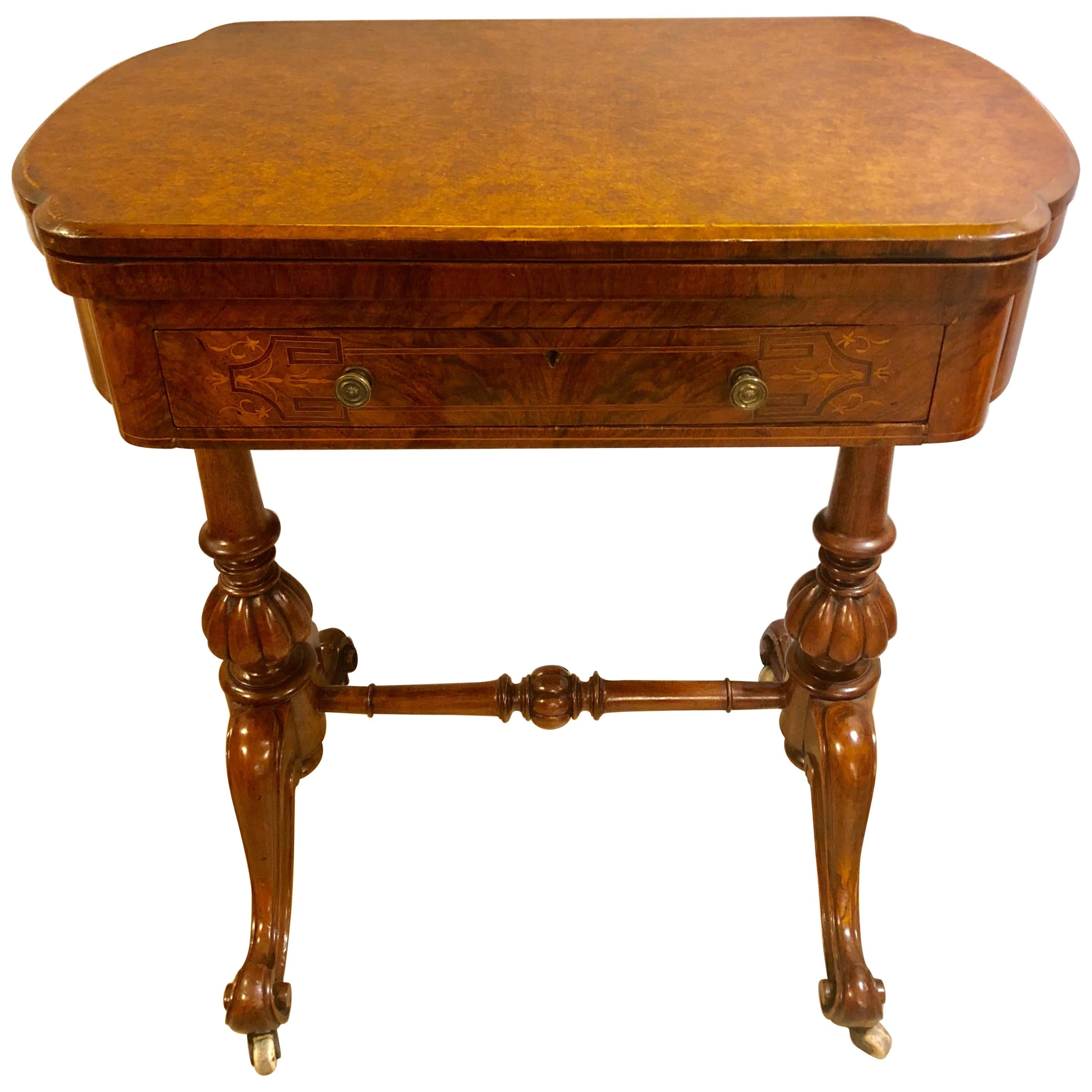 19th Century Walnut / Burr Walnut English Game / Card Table For Sale at