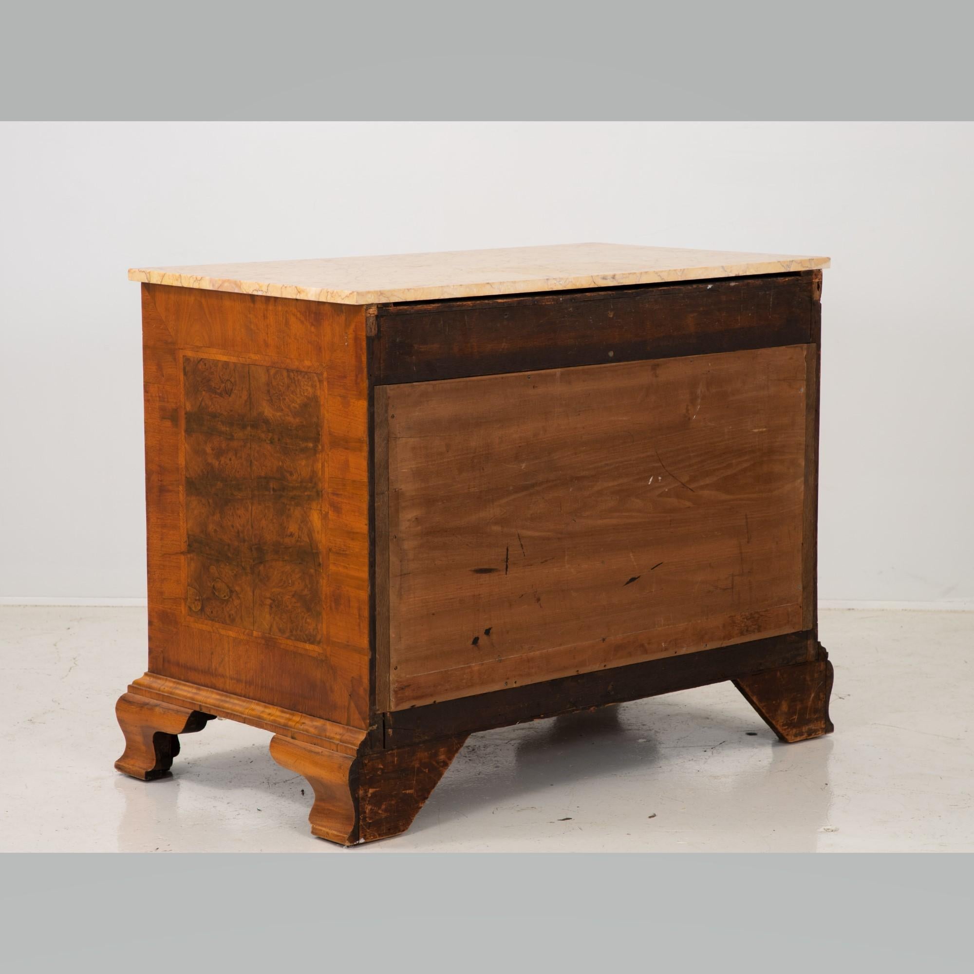 19th Century Burl Wood Chest of Drawers with Marble Top 1