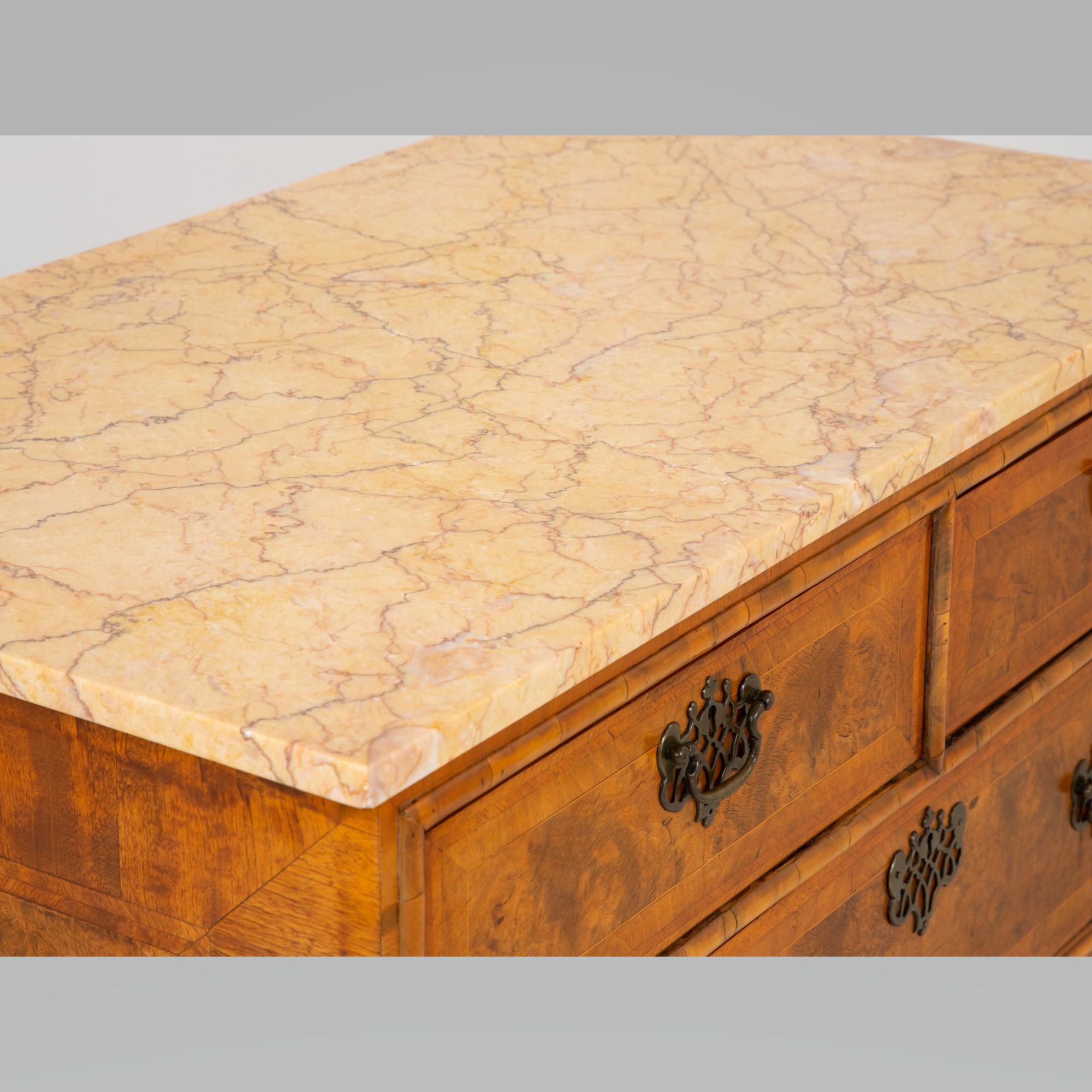 19th Century Burl Wood Chest of Drawers with Marble Top 5