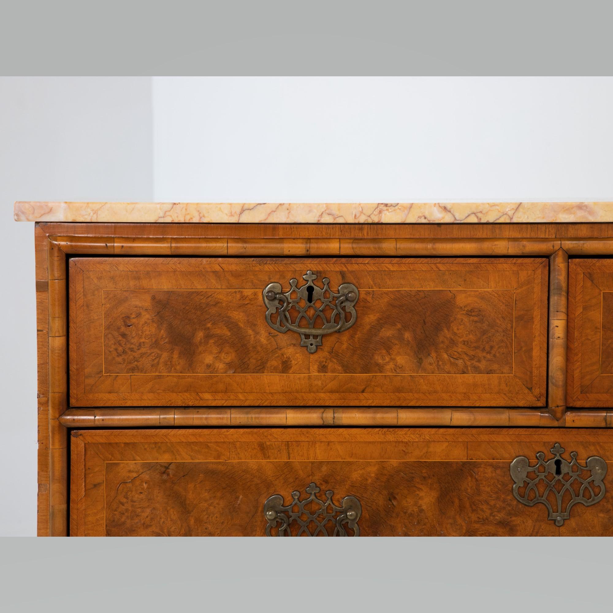 19th Century Burl Wood Chest of Drawers with Marble Top 6