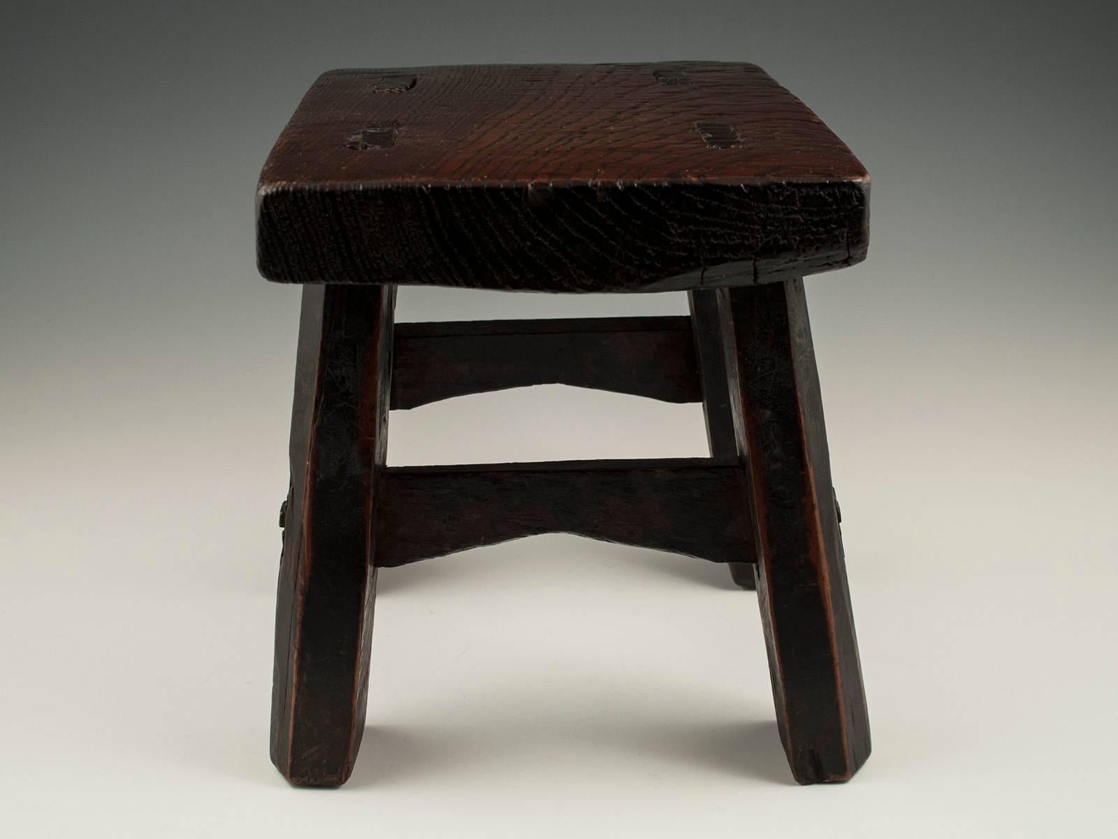 Chinese 19th Century Burl Wood Cricket Stool from China