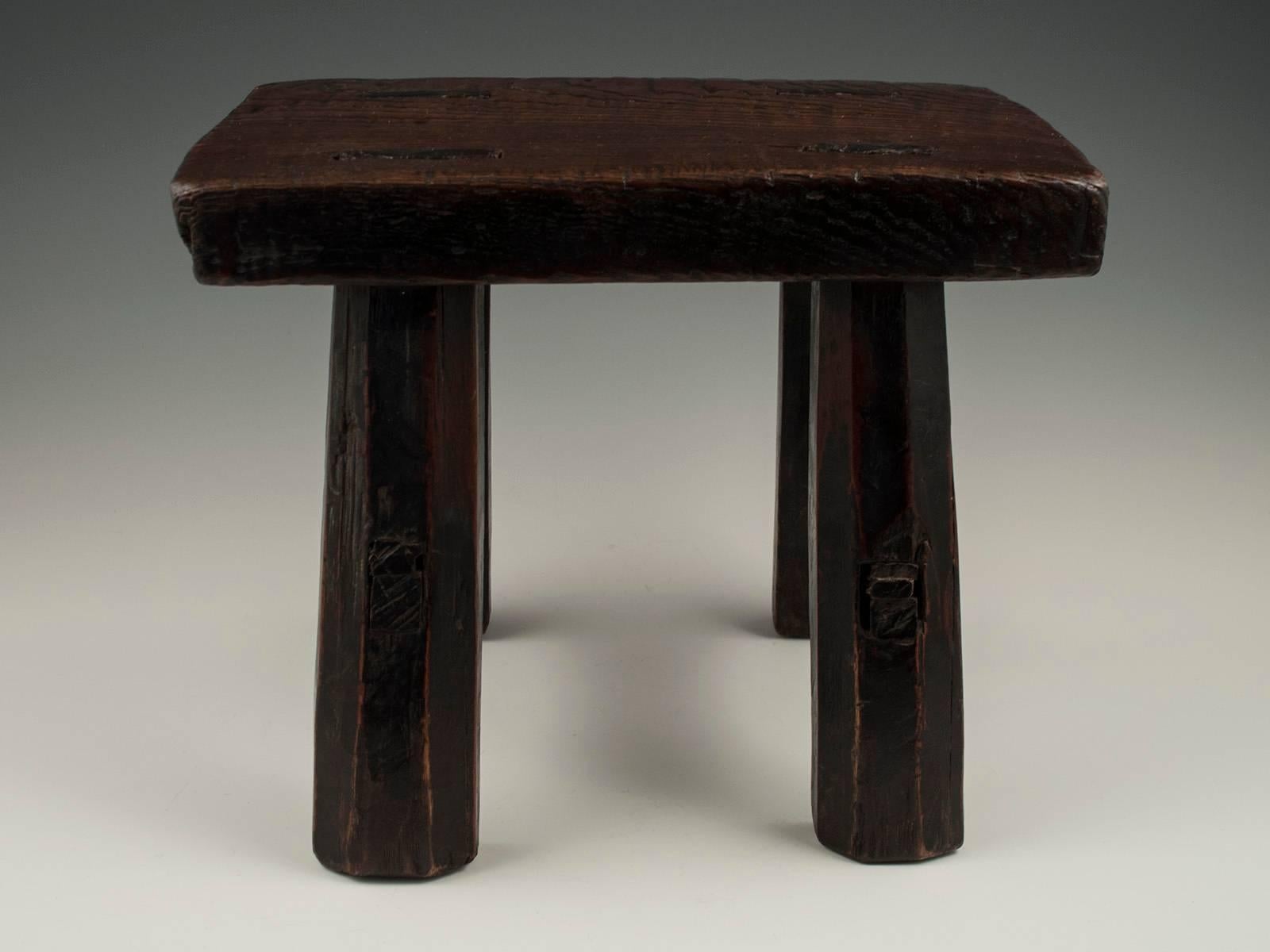 Hand-Crafted 19th Century Burl Wood Cricket Stool from China