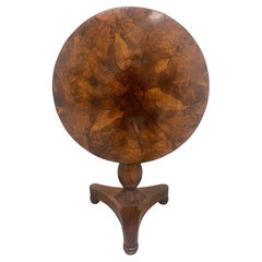 19th Century Burled Walnut Pedestal Table