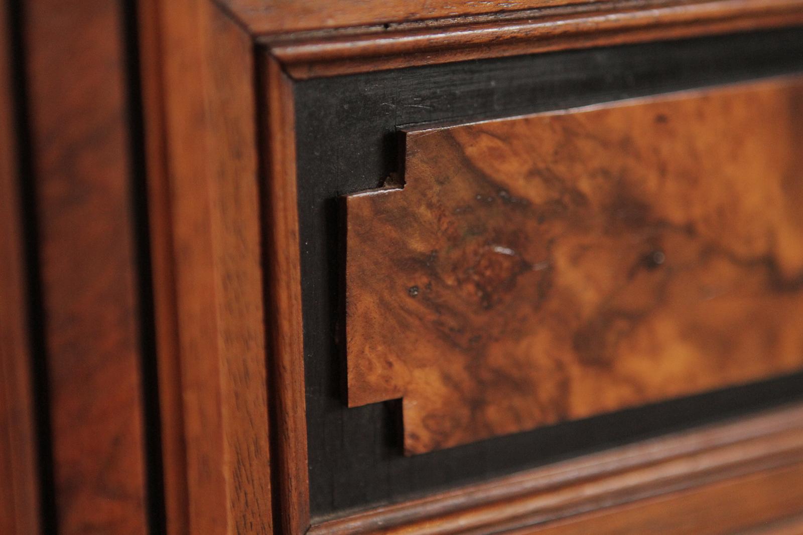 19th Century Burled Walnut Renaissance Revival Kneehole Desk 2