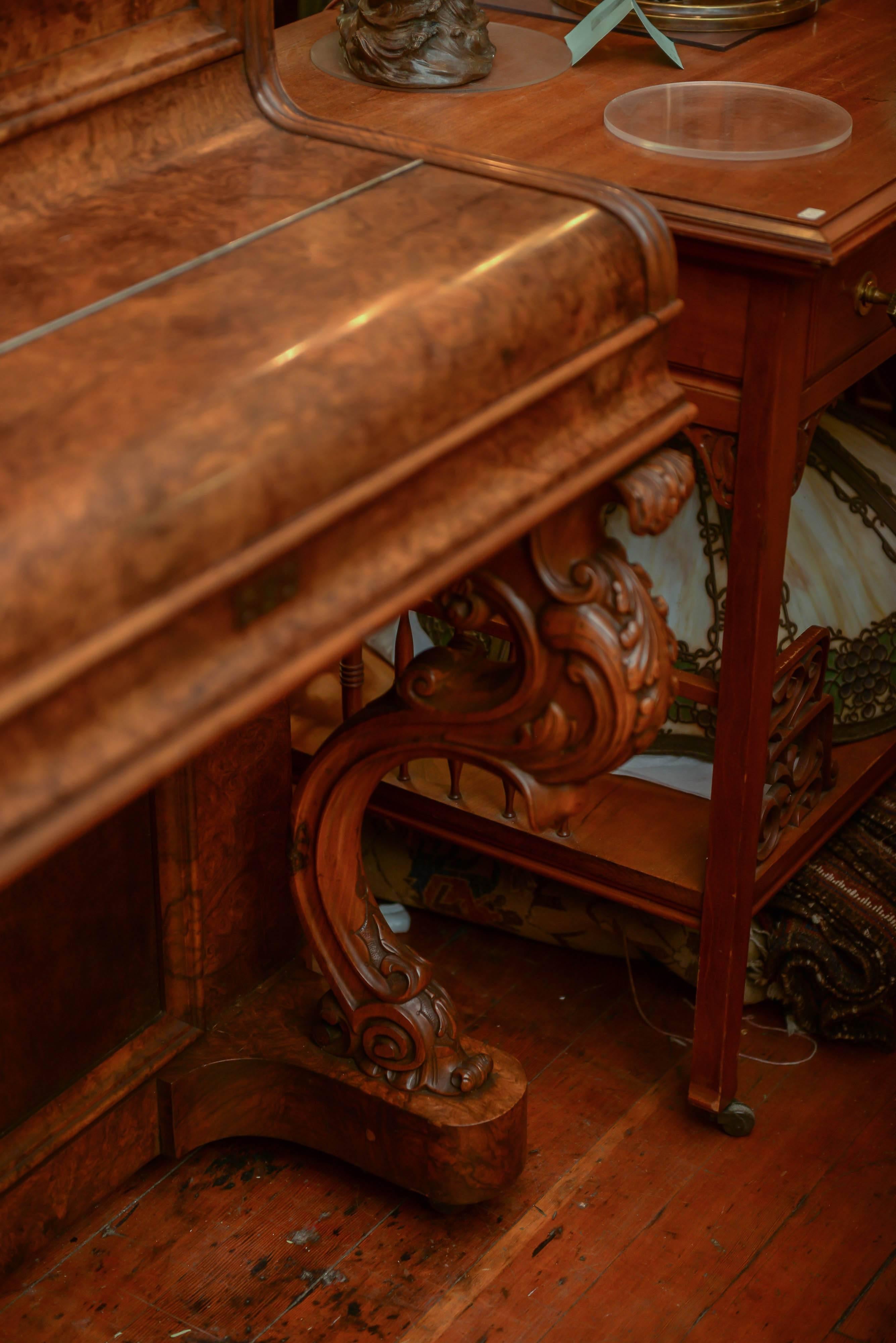 19th Century Burled Walnut Spinet Desk 2
