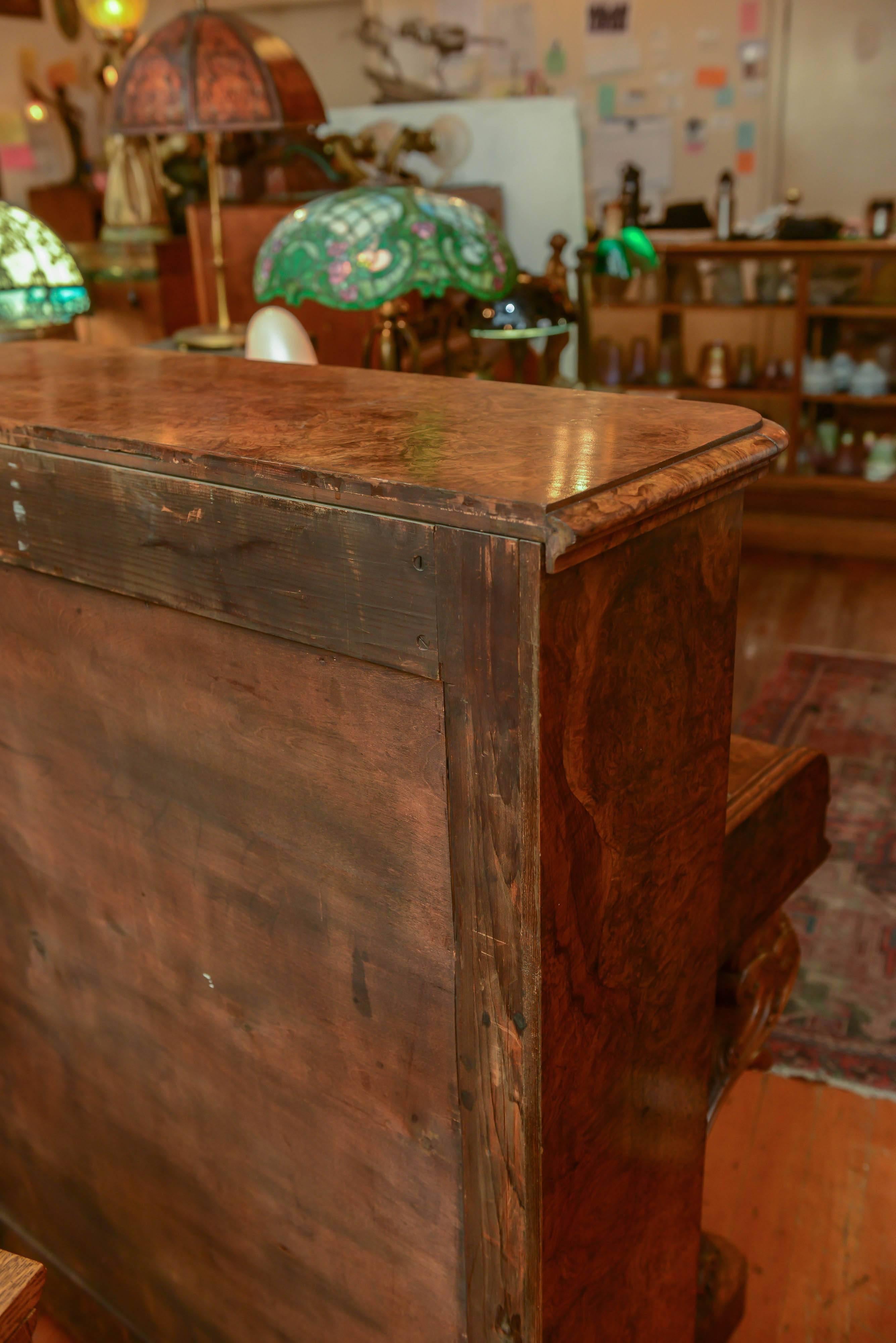 19th Century Burled Walnut Spinet Desk 1