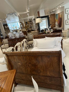 19th Century Burled Wood Sleigh Bed