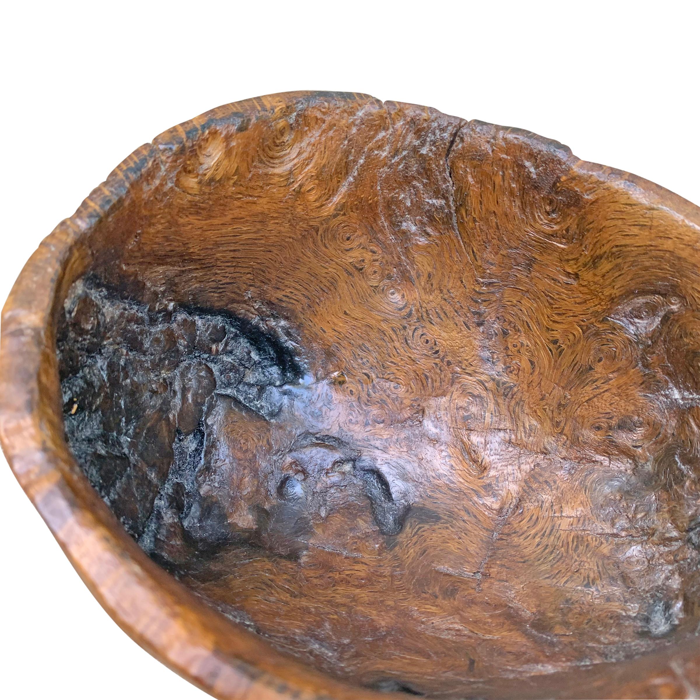 19th Century Burlwood Bowl In Good Condition In Chicago, IL