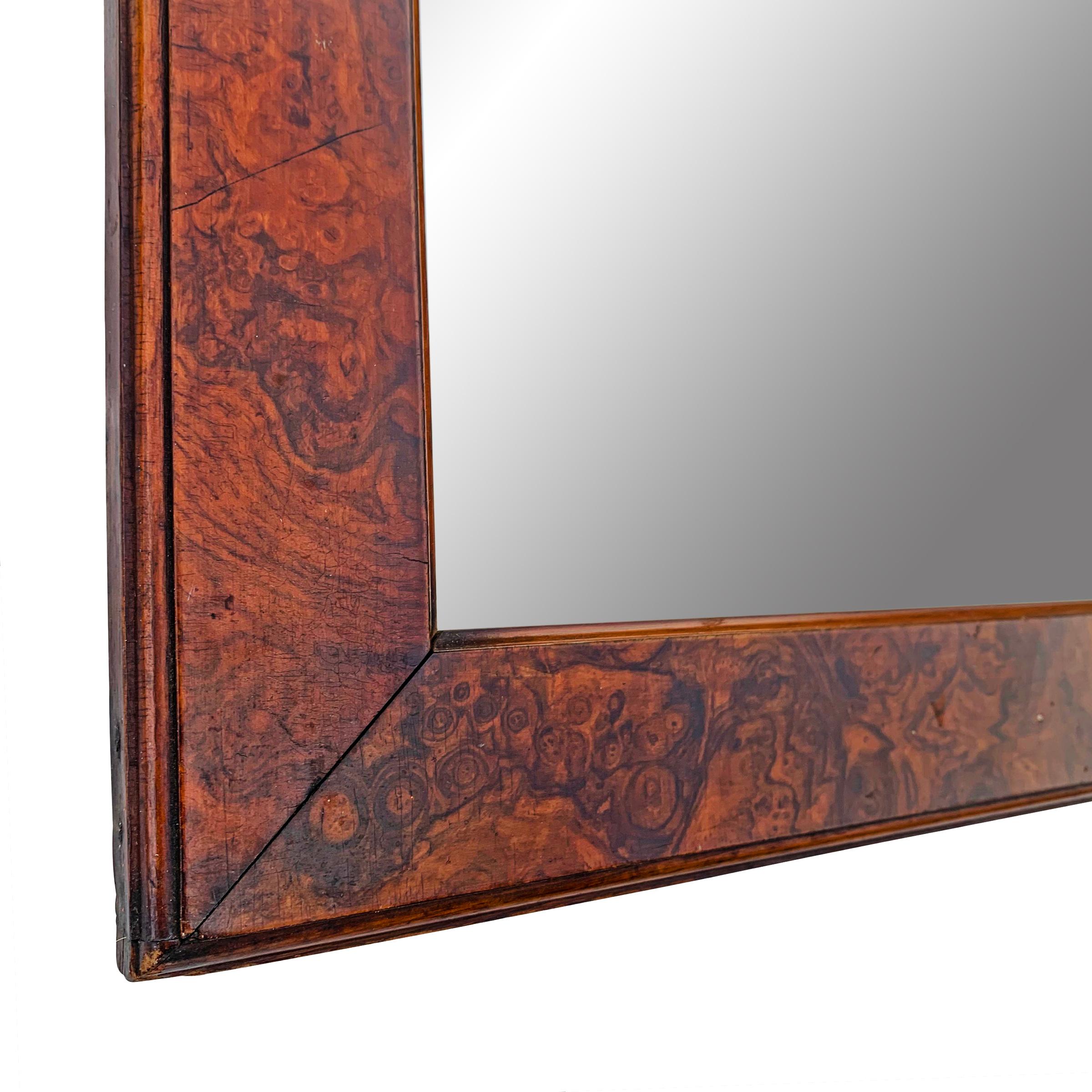 American 19th Century Burl Wood Framed Mirror