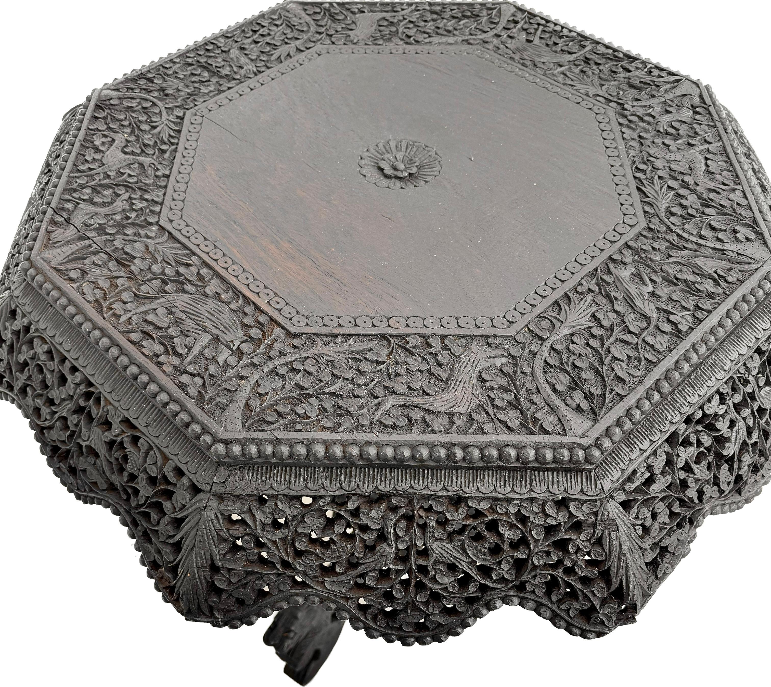 19th Century Burmese Anglo-Indian Carved Side Table    For Sale 3