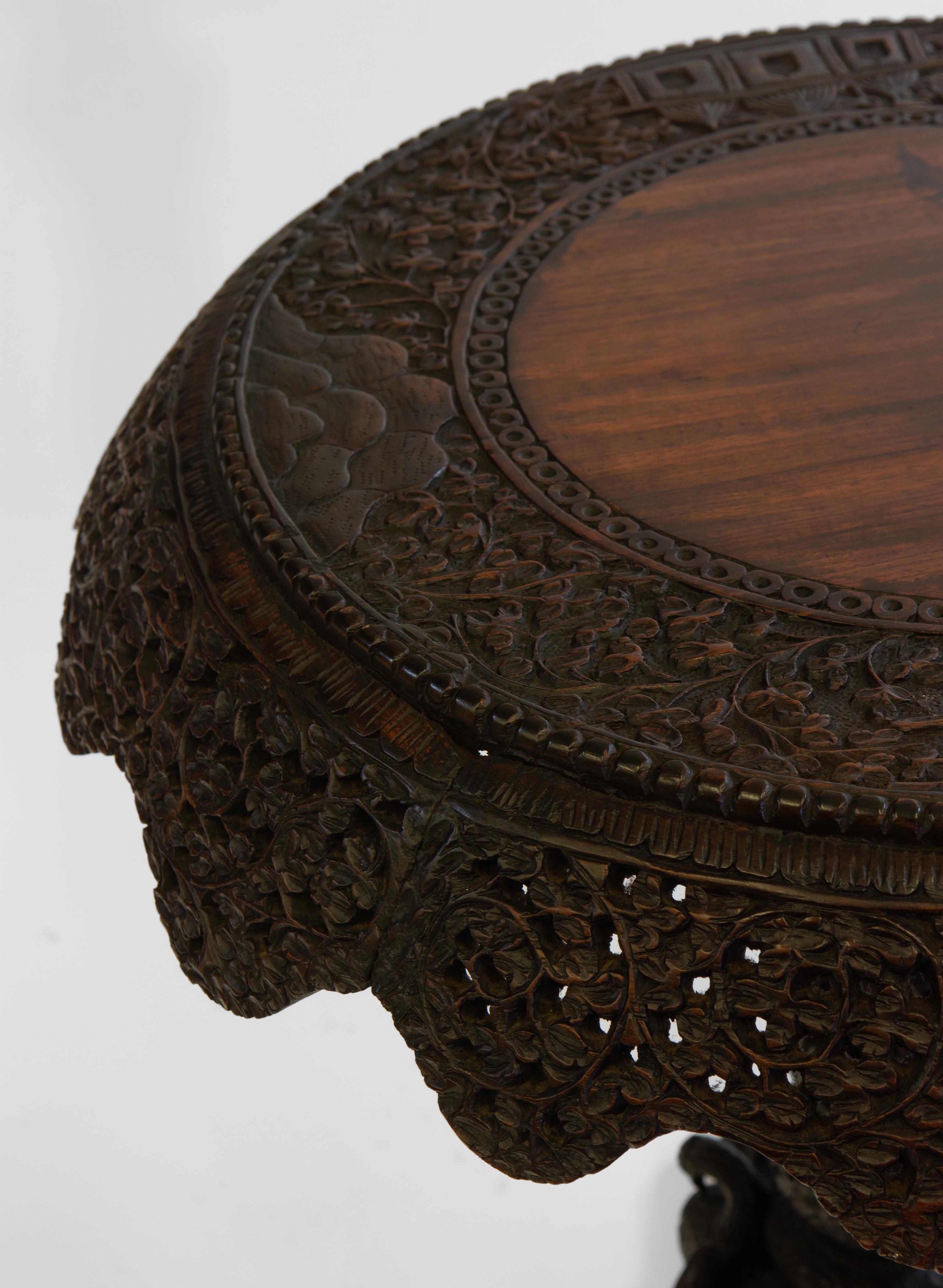 19th Century Burmese Anglo Indian Padouk Tilt Top Occasional Side Table 1