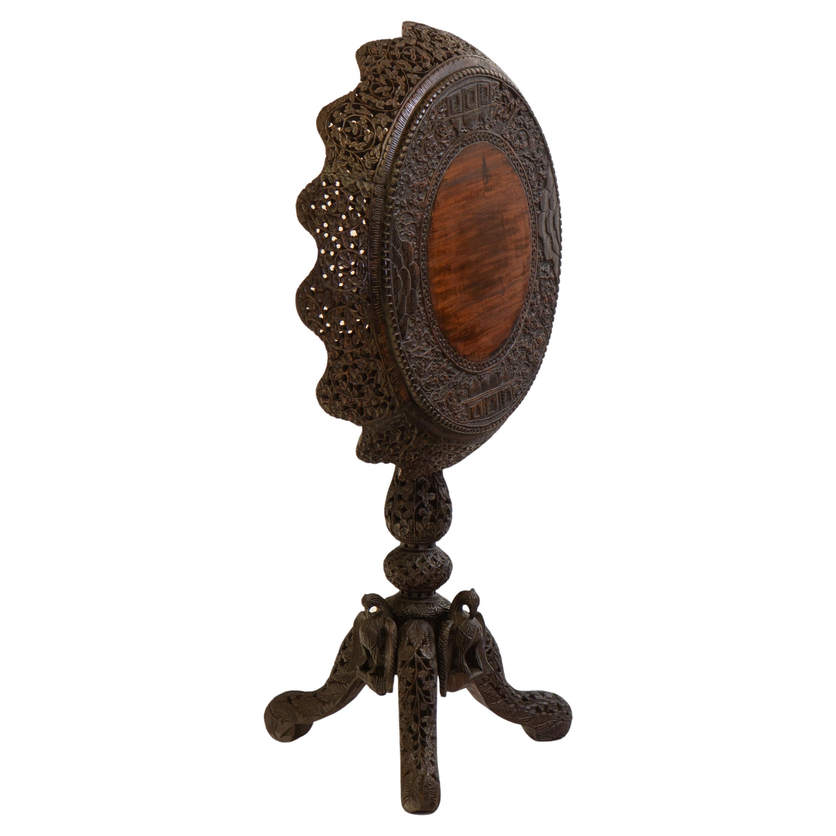 19th Century Burmese Anglo Indian Padouk Tilt Top Occasional Side Table For Sale