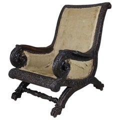 19th Century Burmese Anglo Indian Rosewood Armchair