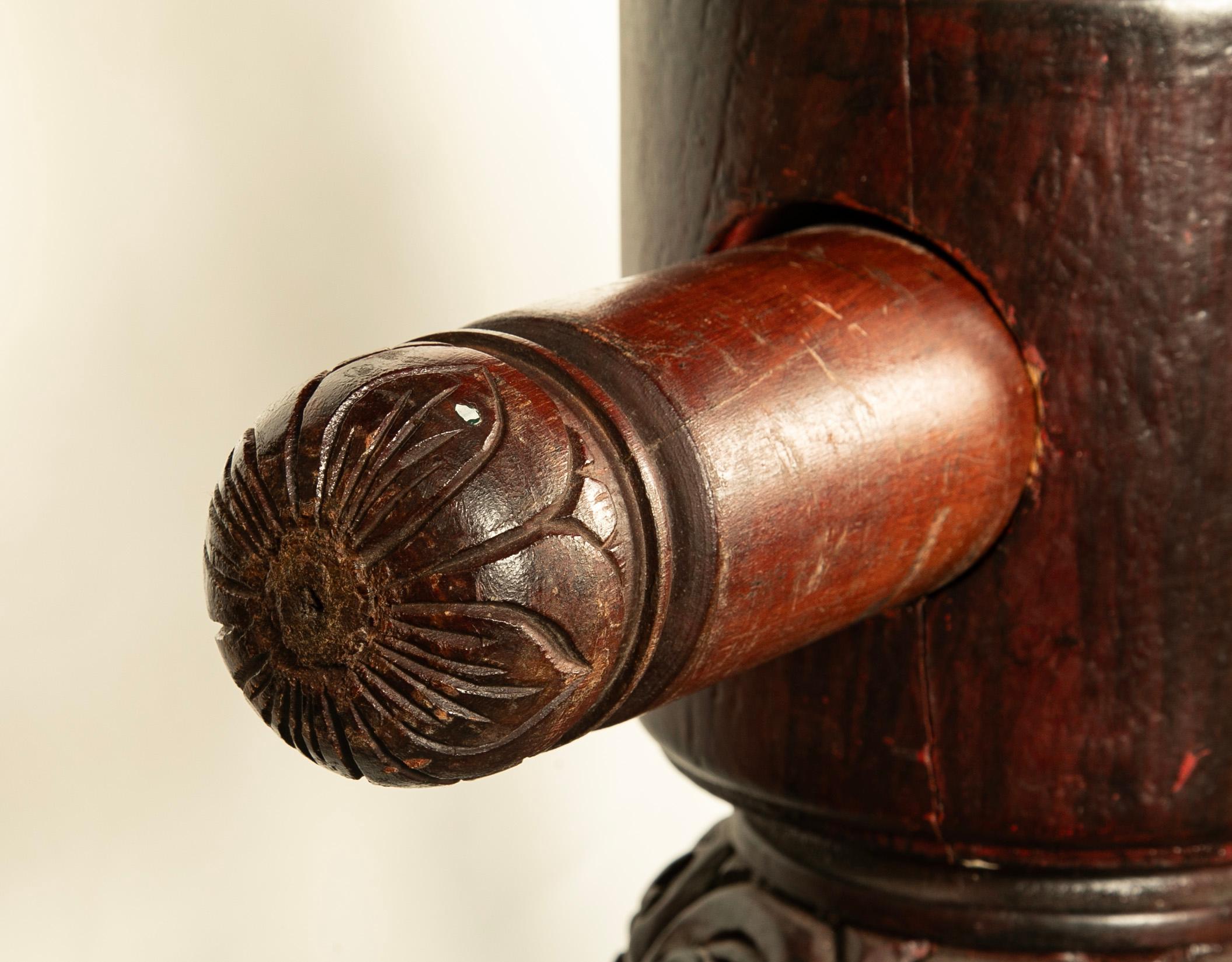 19th Century Burmese Bronze Temple Bell with Hardwood Stand, Large Scale For Sale 12